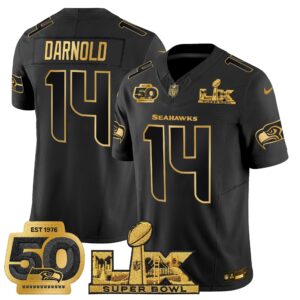 Men's Seattle Seahawks "Super Bowl LX & 50th Patch" Gold Vapor Limited Jersey - All Stitched