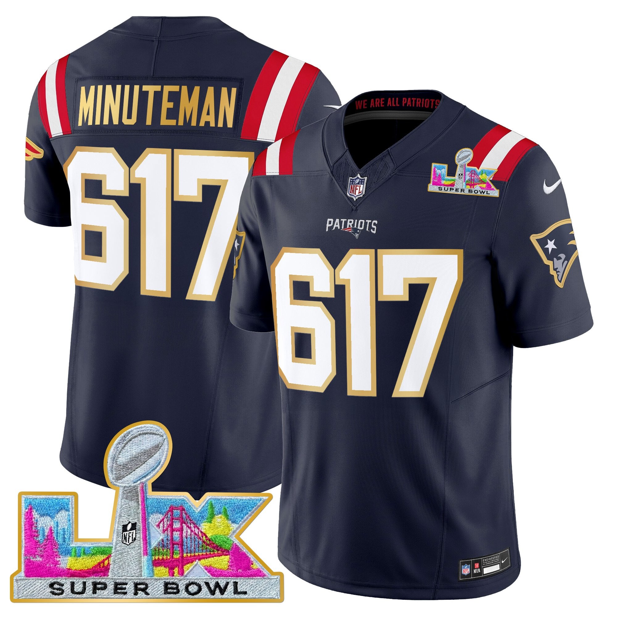 Men's New England Patriots Super Bowl LX Gold Trim Vapor Limited Jersey - All Stitched - Image 23