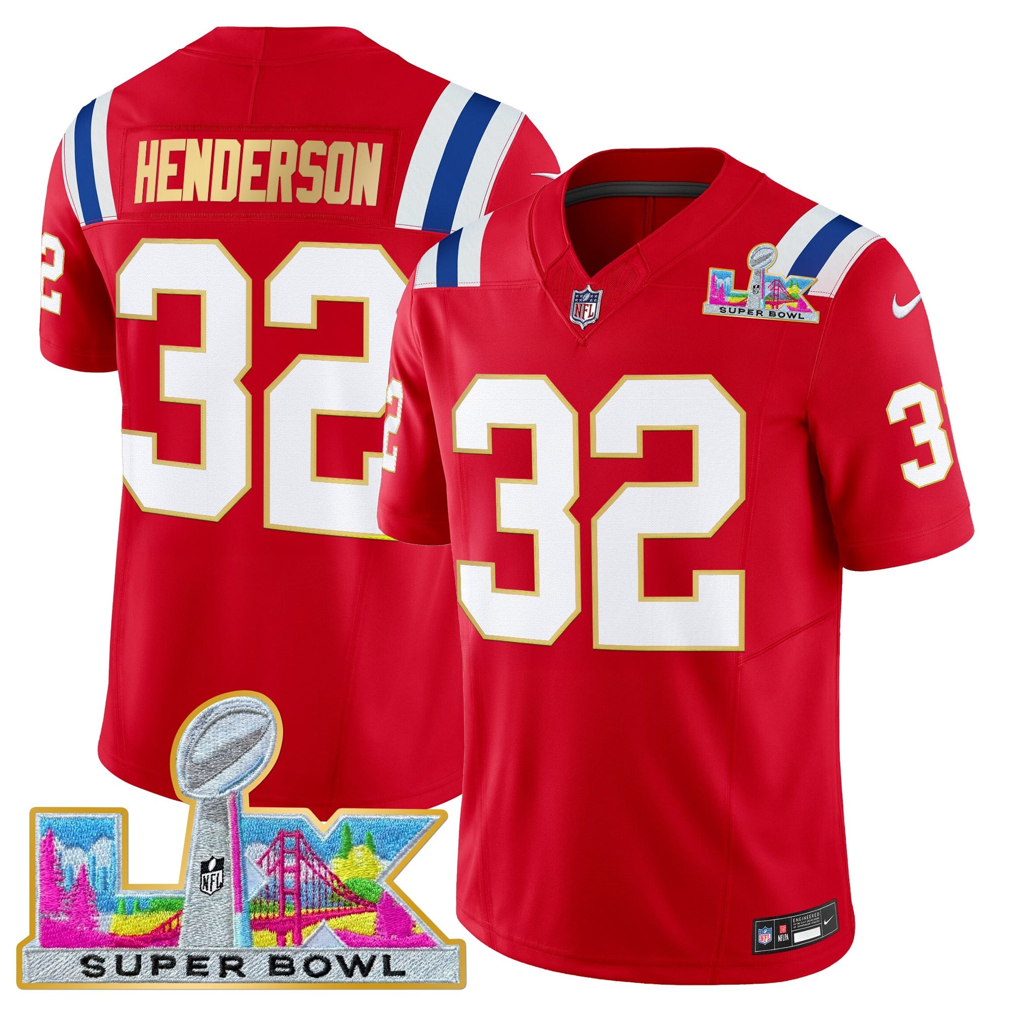 Men's New England Patriots Super Bowl LX Gold Trim Vapor Limited Jersey - All Stitched - Image 37