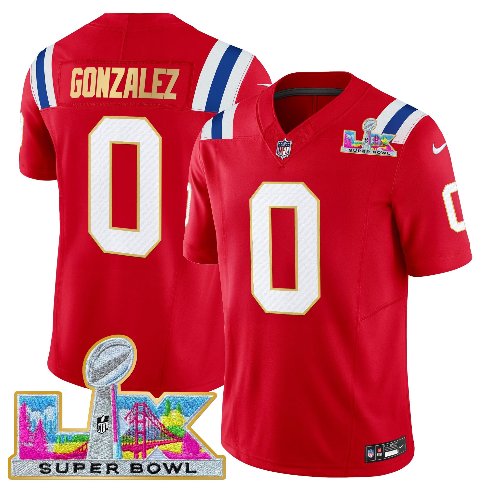 Men's New England Patriots Super Bowl LX Gold Trim Vapor Limited Jersey - All Stitched - Image 39