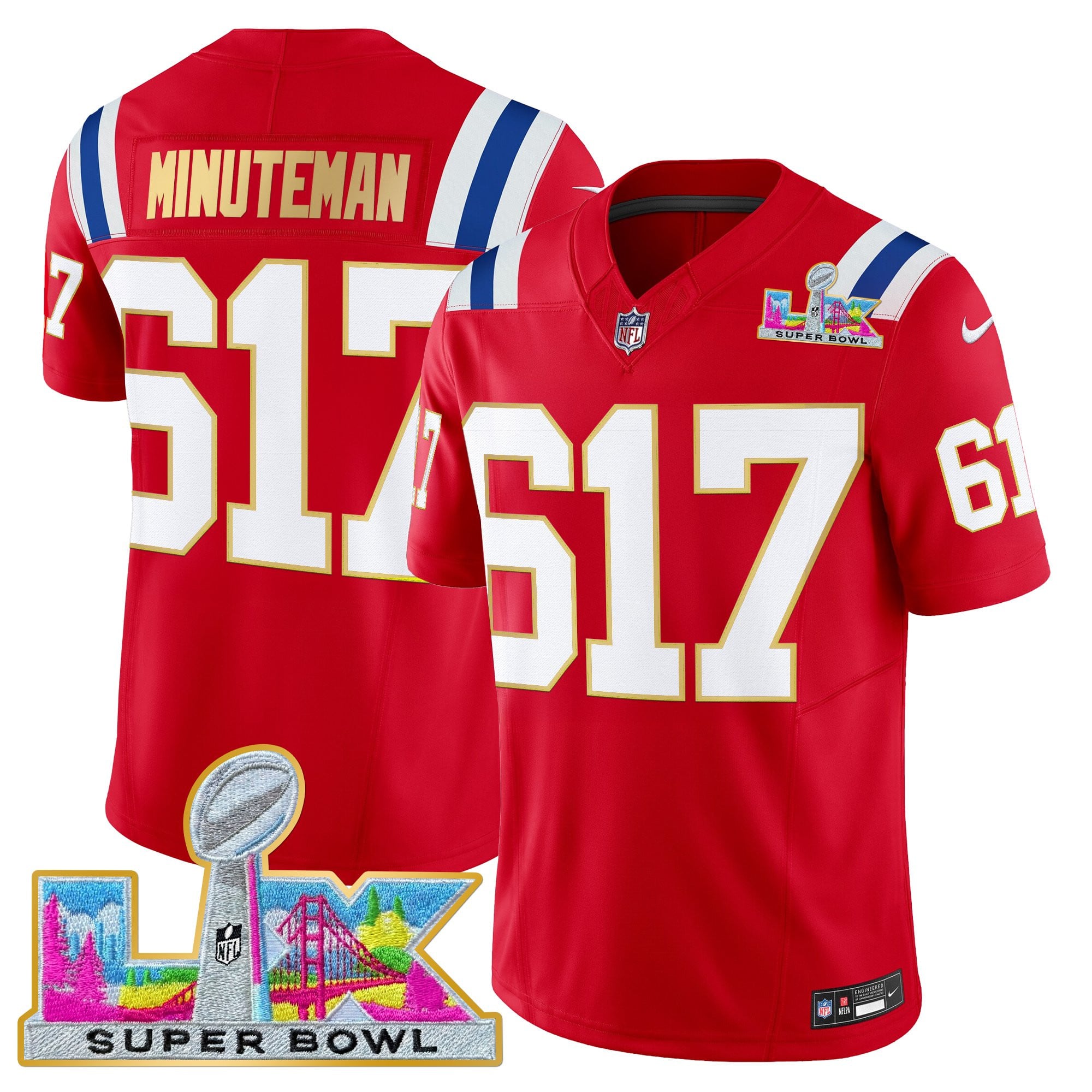 Men's New England Patriots Super Bowl LX Gold Trim Vapor Limited Jersey - All Stitched - Image 33