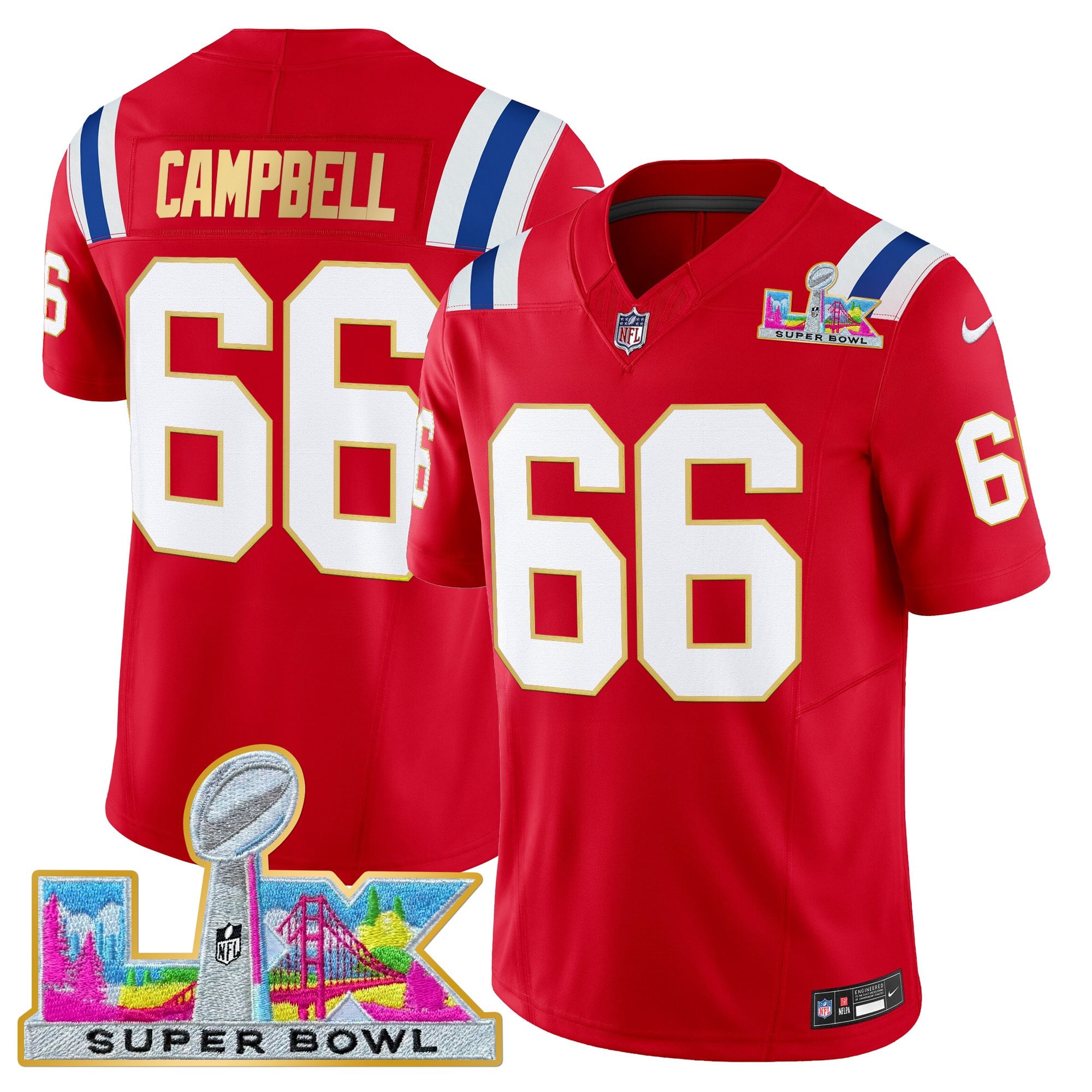 Men's New England Patriots Super Bowl LX Gold Trim Vapor Limited Jersey - All Stitched - Image 40