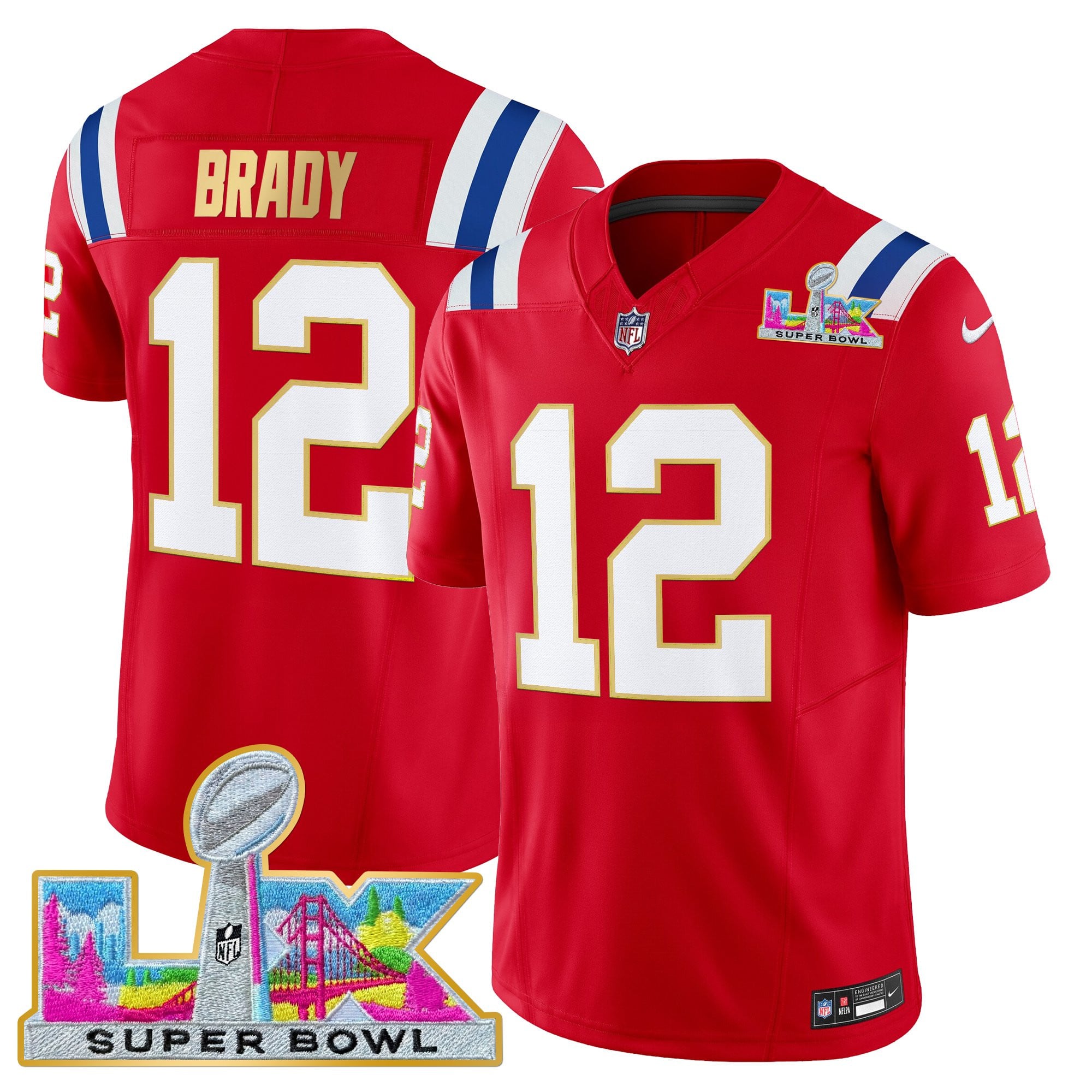 Men's New England Patriots Super Bowl LX Gold Trim Vapor Limited Jersey - All Stitched - Image 36