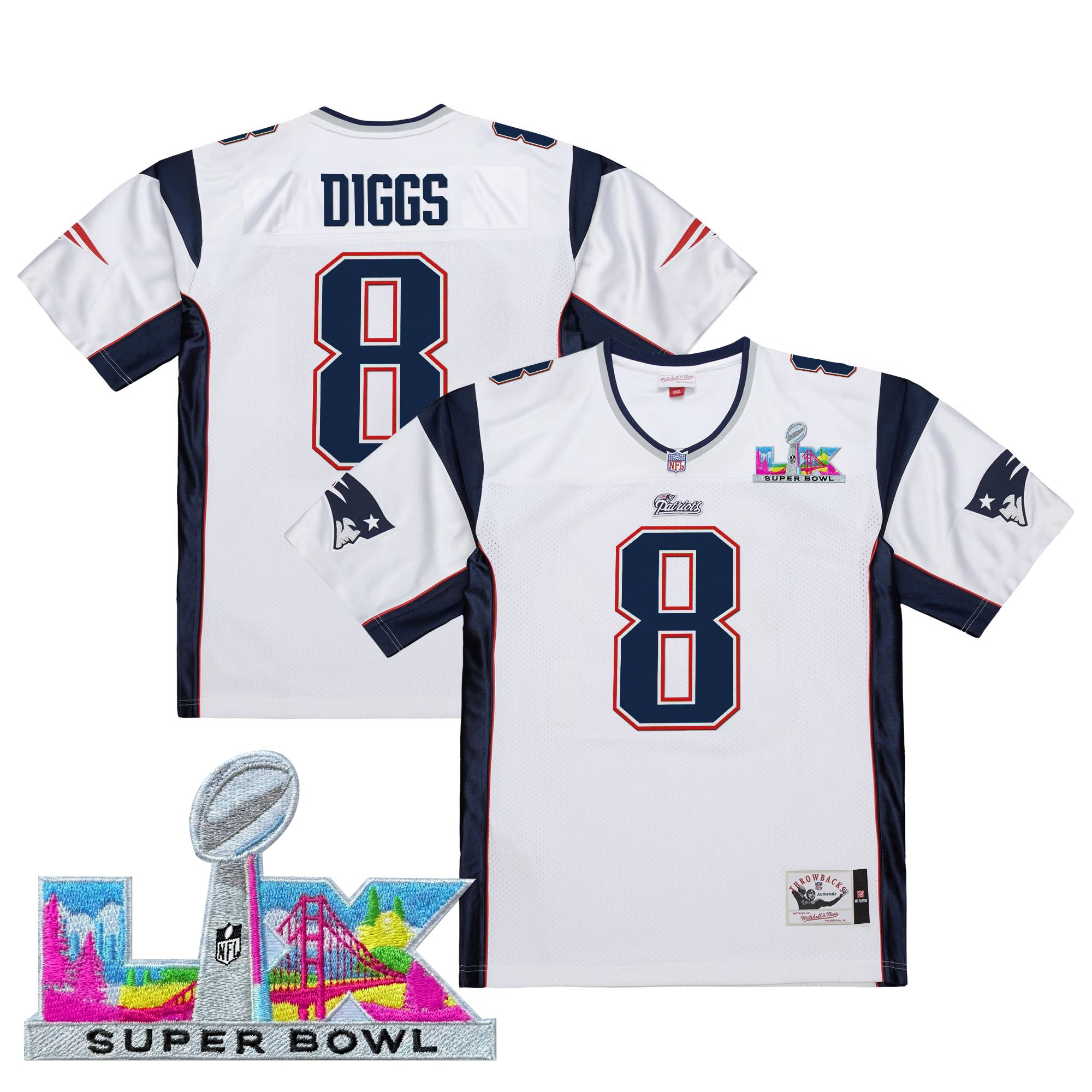 Men's New England Patriots Super Bowl LX Throwback Jersey - All Stitched - Image 7