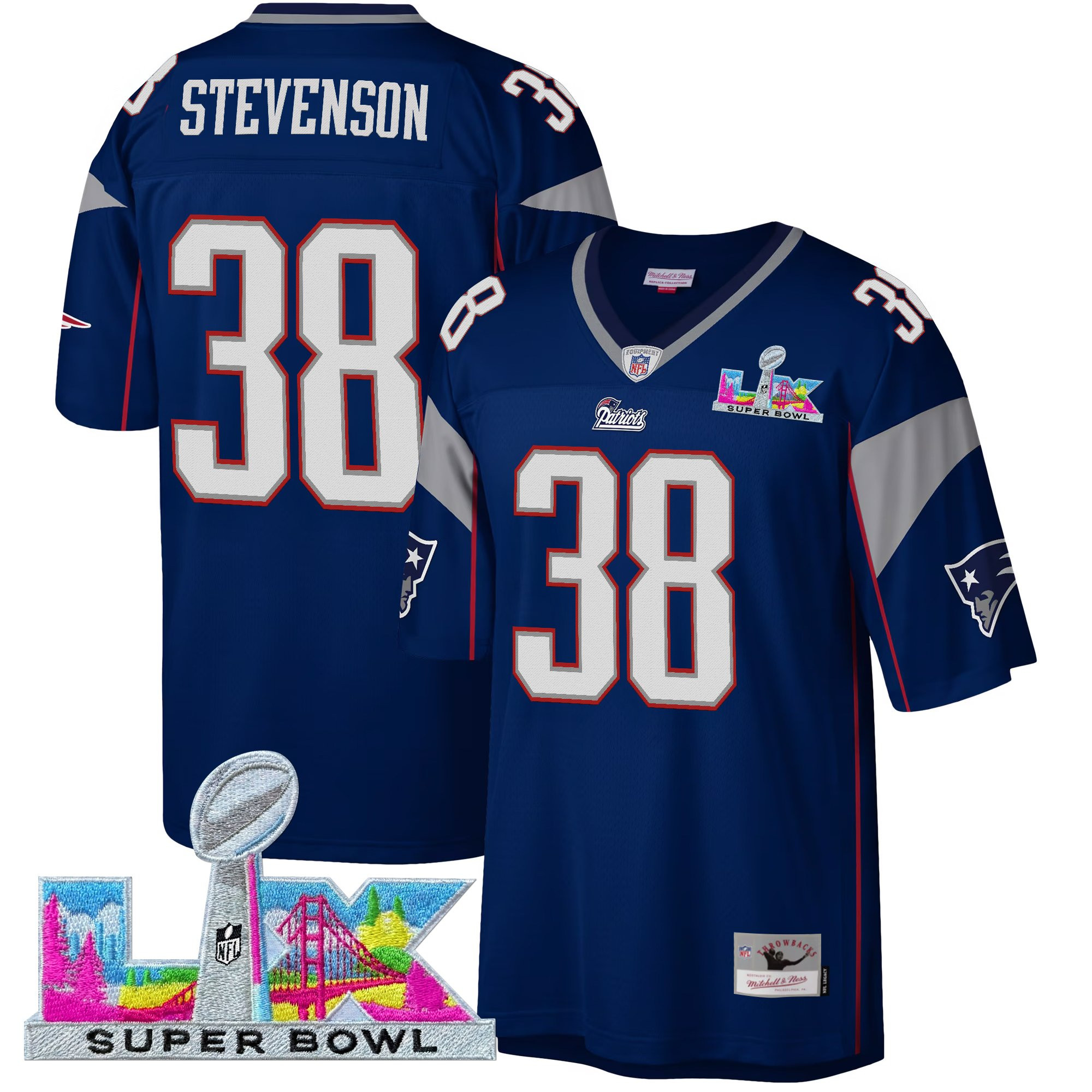Men's New England Patriots Super Bowl LX Throwback Jersey - All Stitched - Image 20