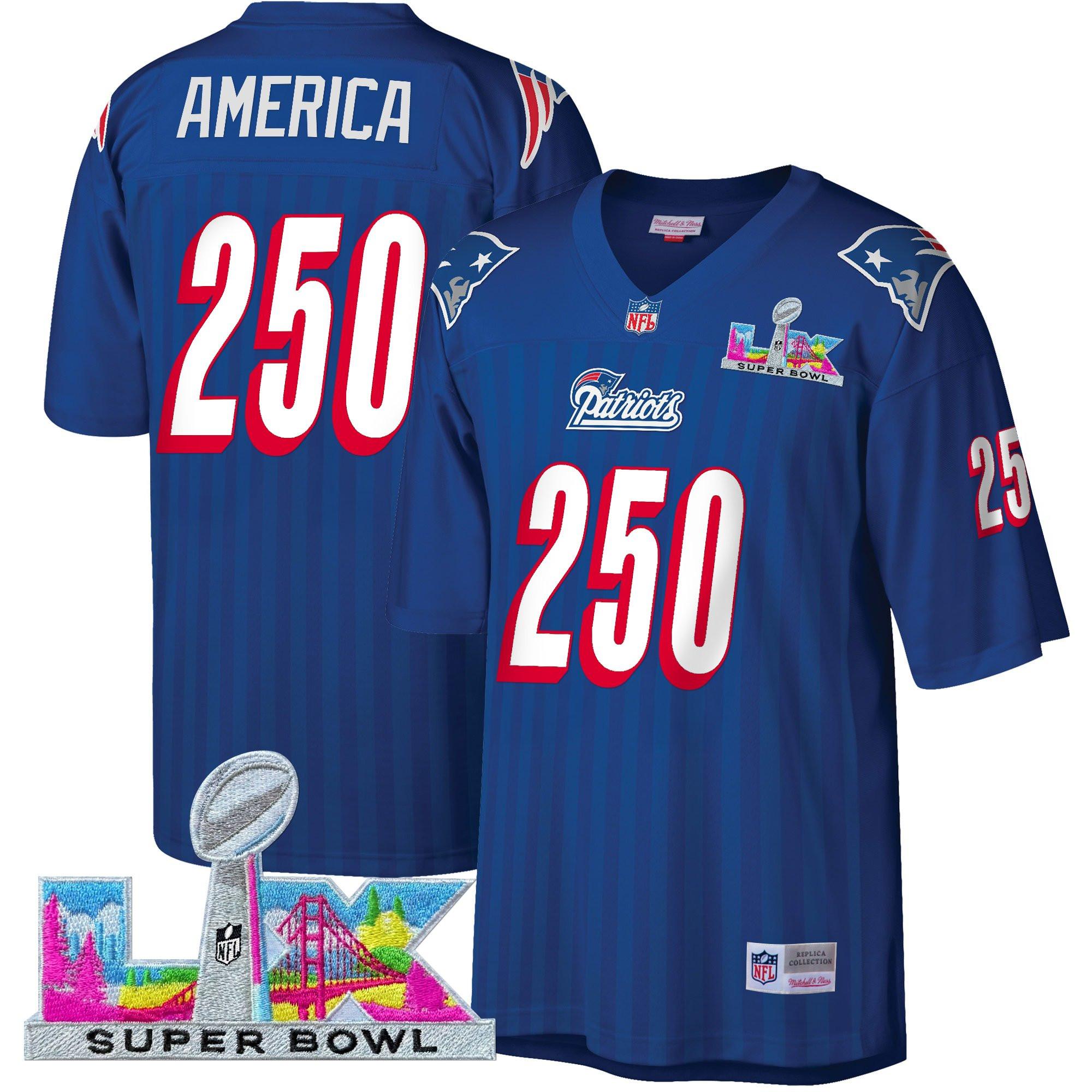 Men's New England Patriots Super Bowl LX Throwback Jersey - All Stitched - Image 26