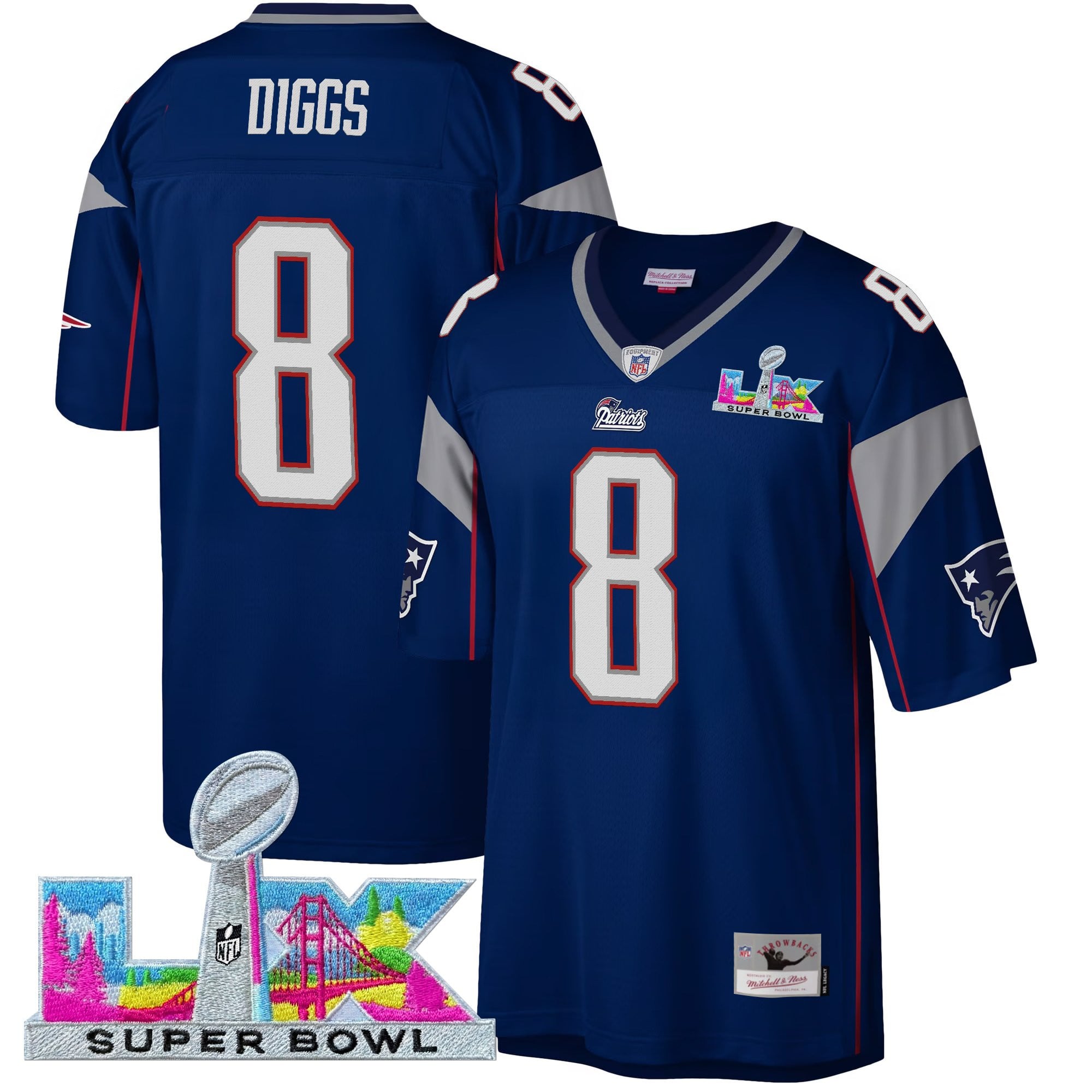 Men's New England Patriots Super Bowl LX Throwback Jersey - All Stitched - Image 18