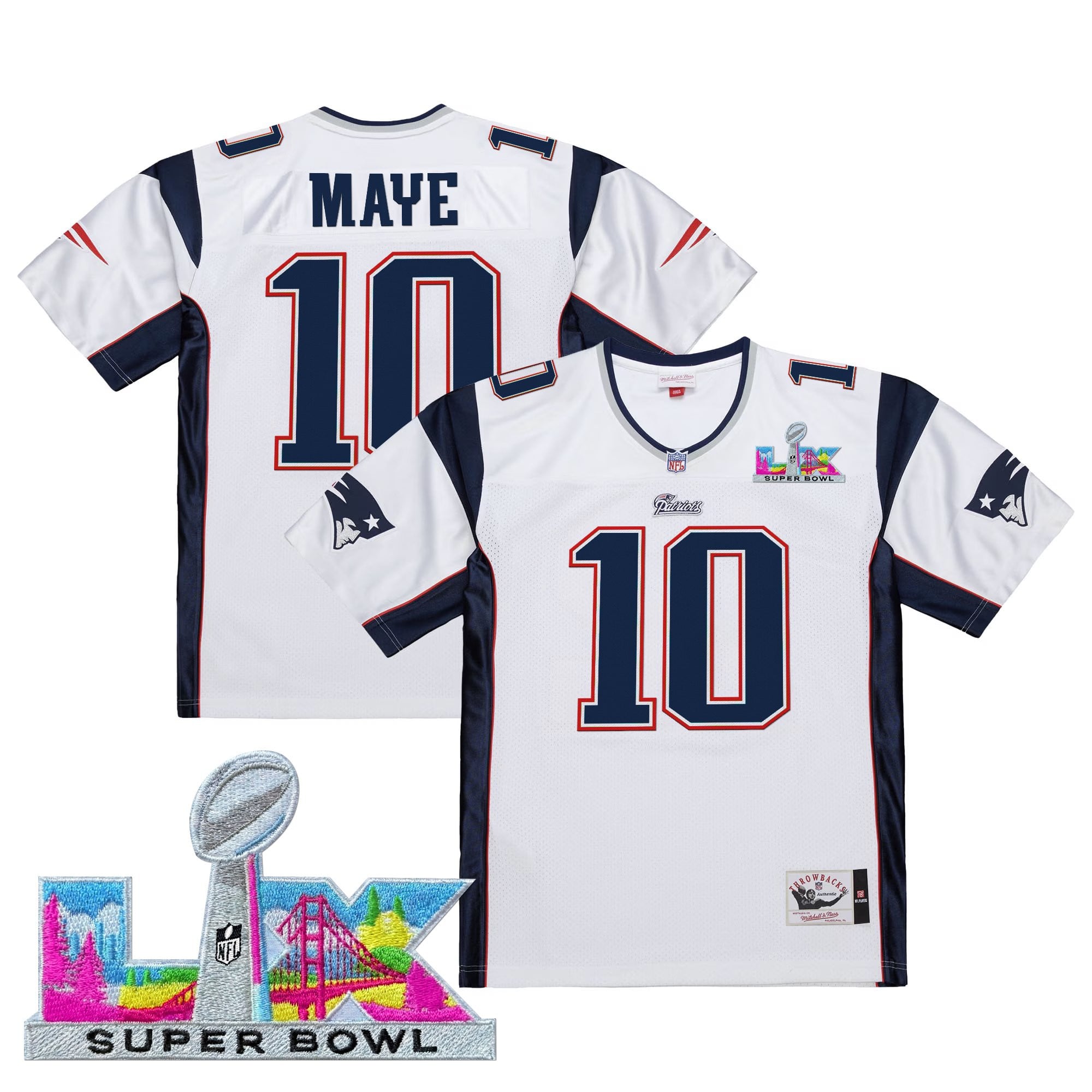 Men's New England Patriots Super Bowl LX Throwback Jersey - All Stitched