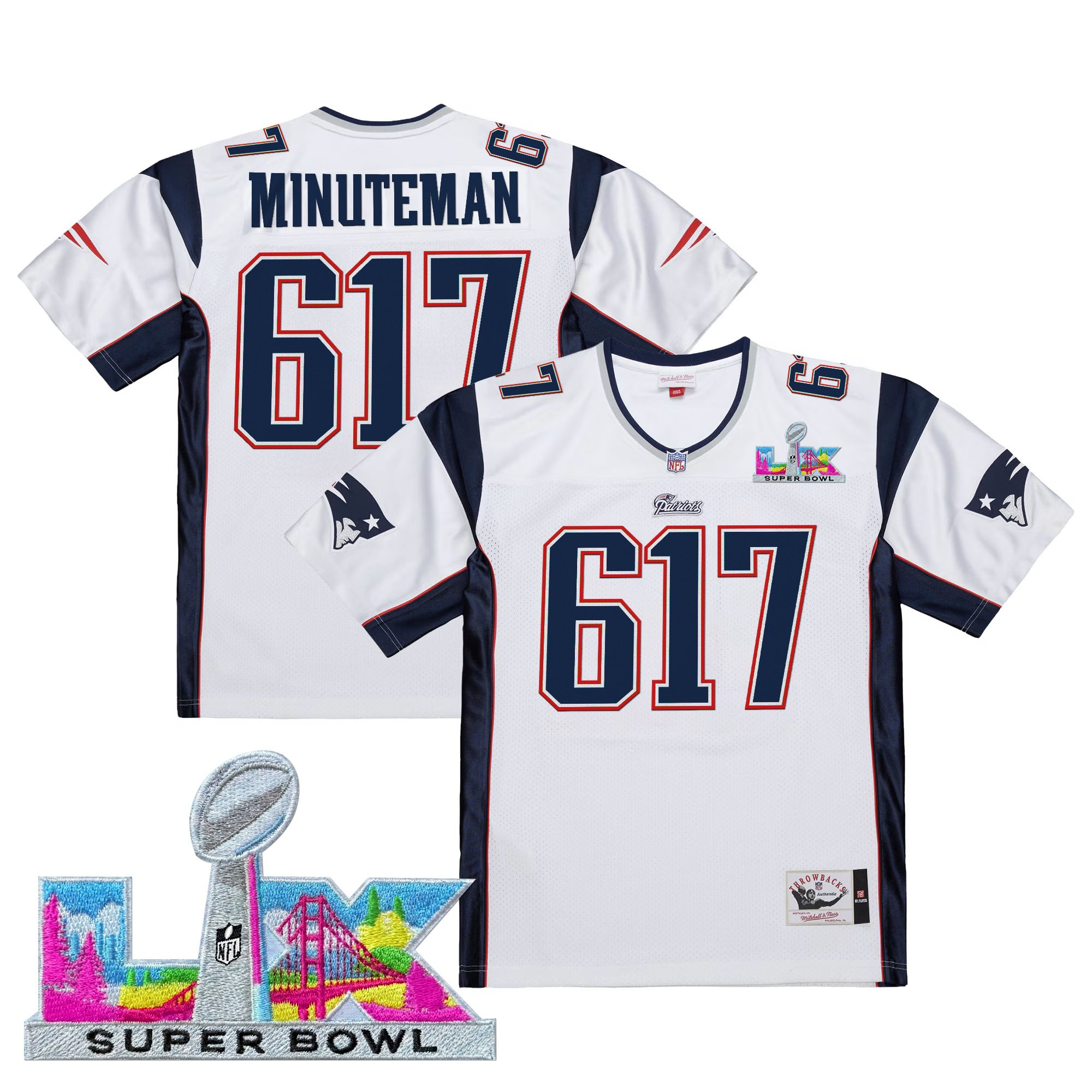 Men's New England Patriots Super Bowl LX Throwback Jersey - All Stitched - Image 5