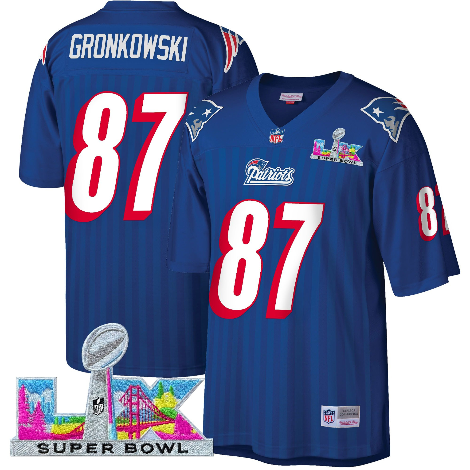 Men's New England Patriots Super Bowl LX Throwback Jersey - All Stitched - Image 25