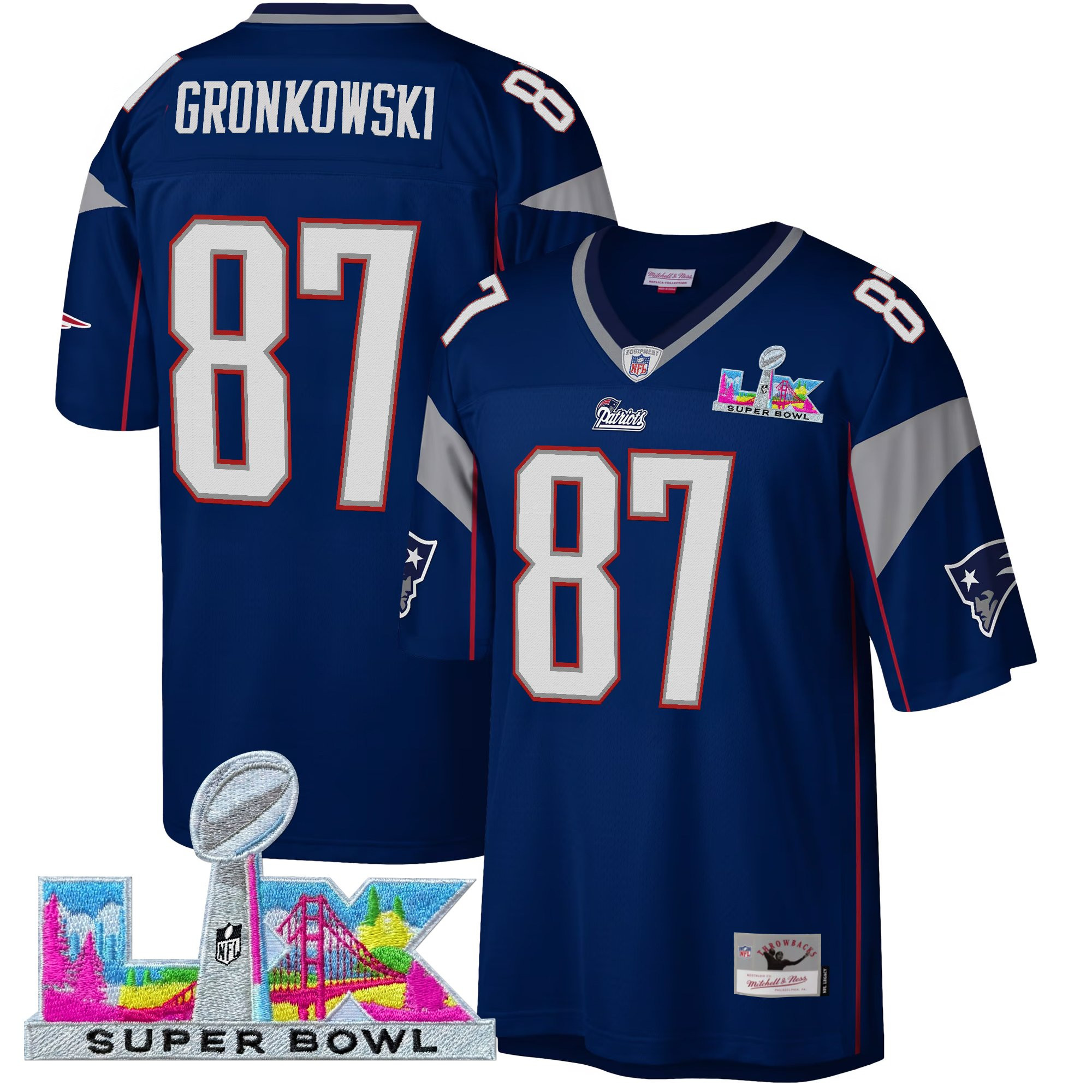 Men's New England Patriots Super Bowl LX Throwback Jersey - All Stitched - Image 14