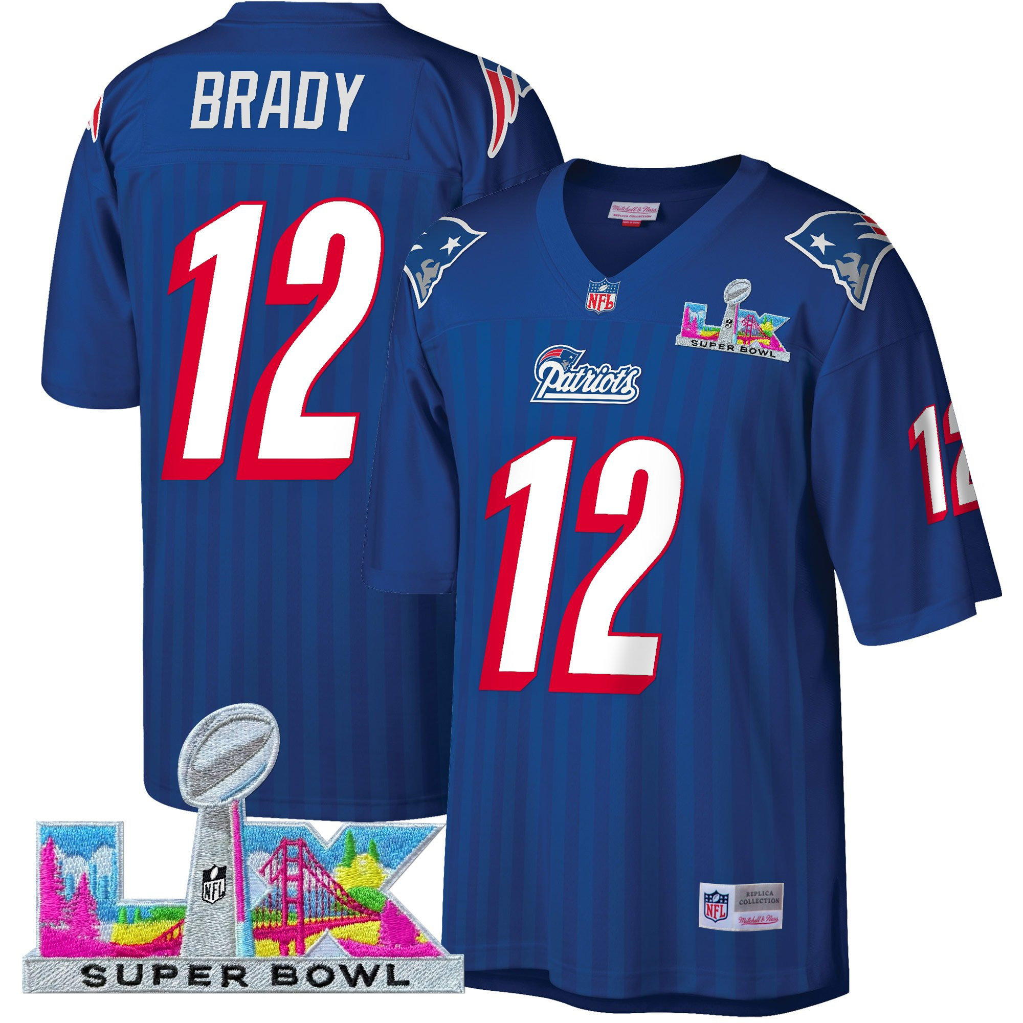 Men's New England Patriots Super Bowl LX Throwback Jersey - All Stitched - Image 24