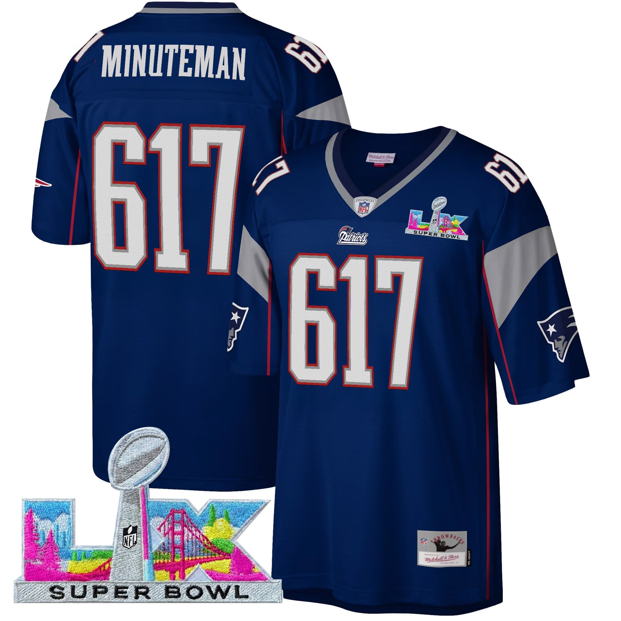 Men's New England Patriots Super Bowl LX Throwback Jersey - All Stitched - Image 16