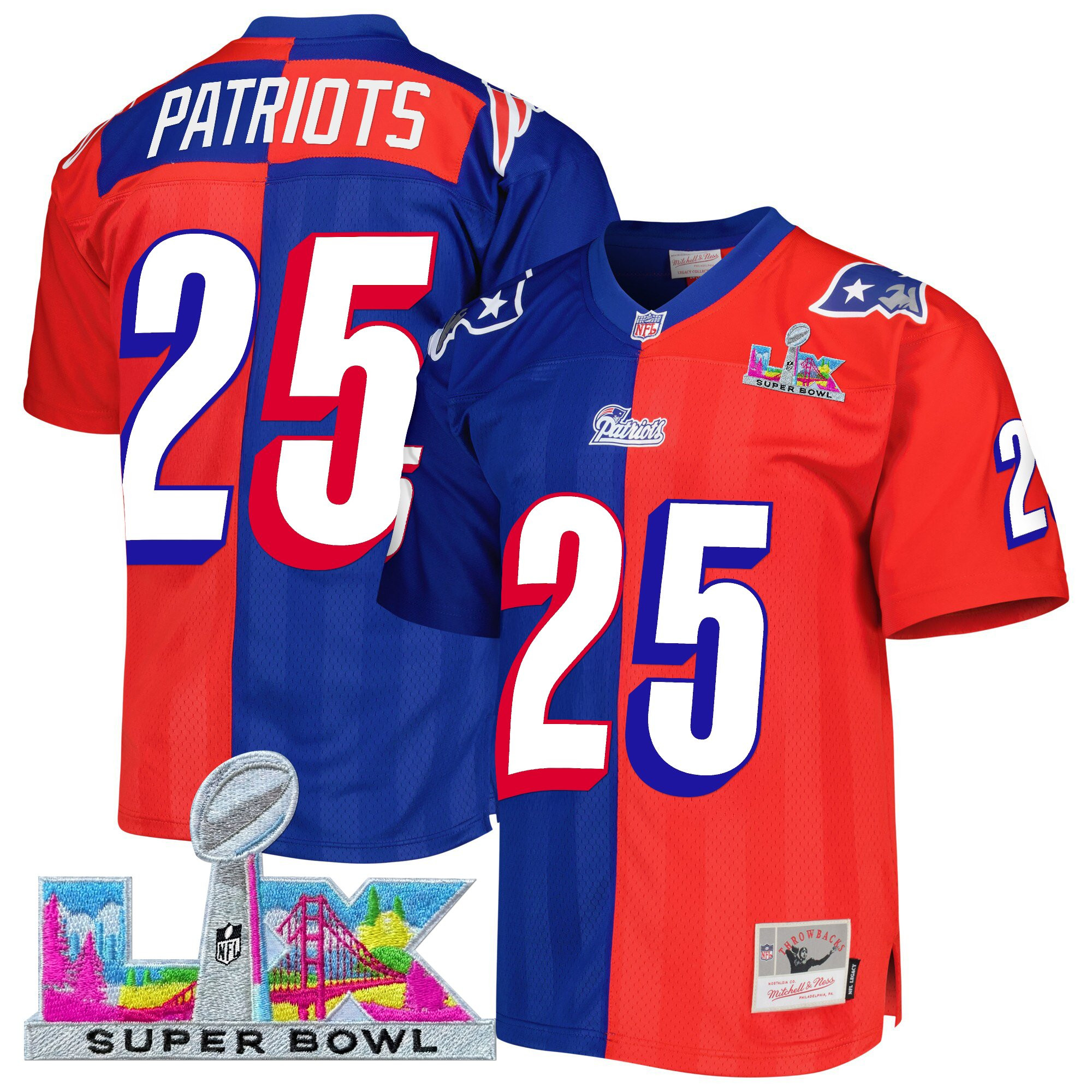 Men's New England Patriots Super Bowl LX Throwback Jersey - All Stitched - Image 39