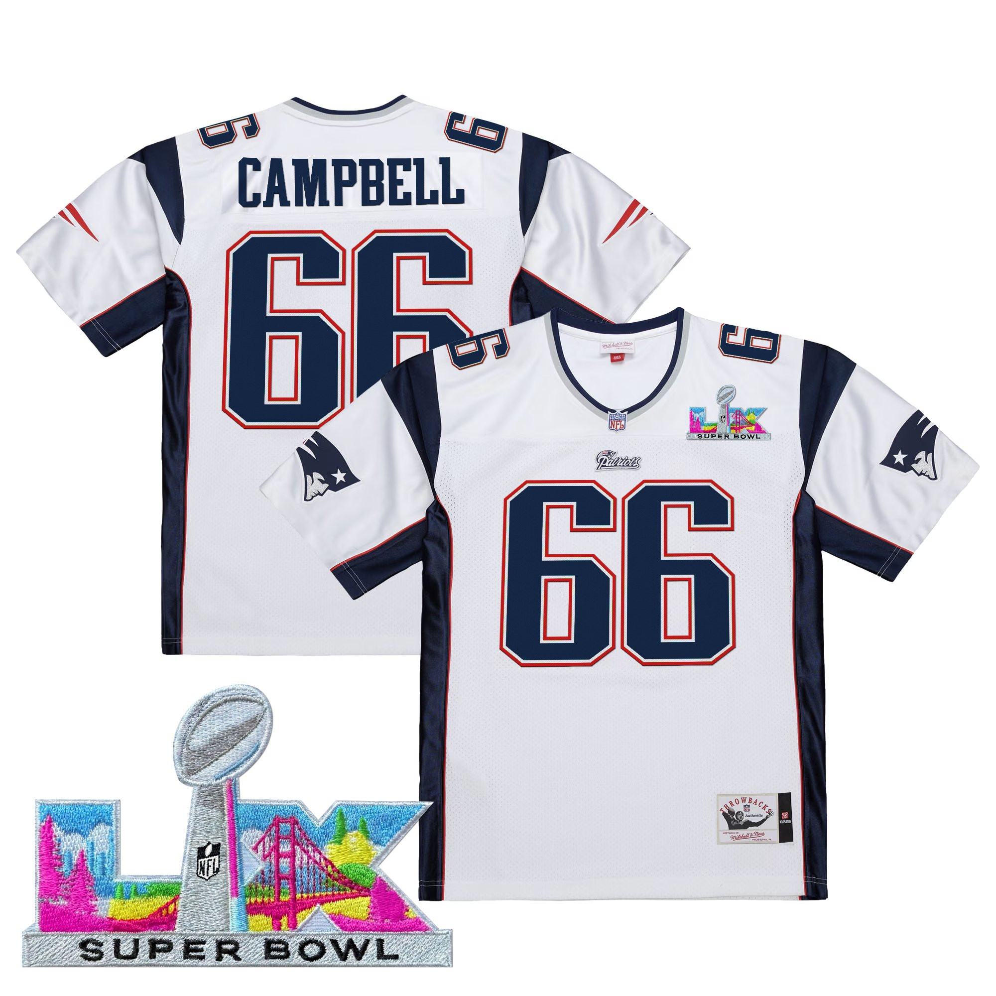 Men's New England Patriots Super Bowl LX Throwback Jersey - All Stitched - Image 11