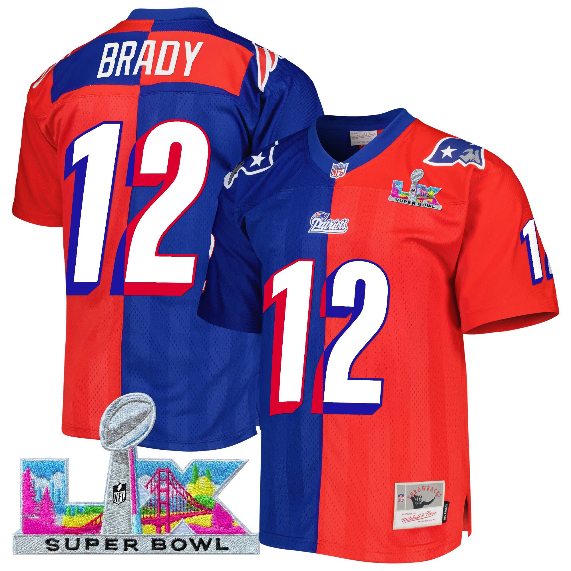 Men's New England Patriots Super Bowl LX Throwback Jersey - All Stitched - Image 35
