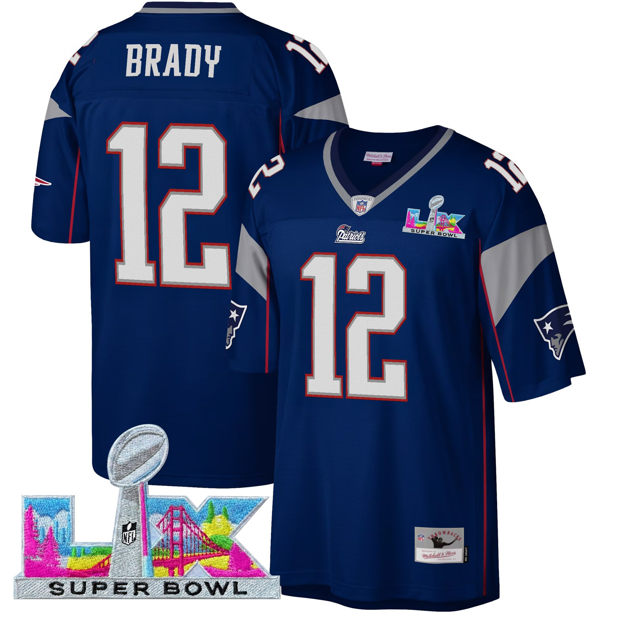 Men's New England Patriots Super Bowl LX Throwback Jersey - All Stitched - Image 13