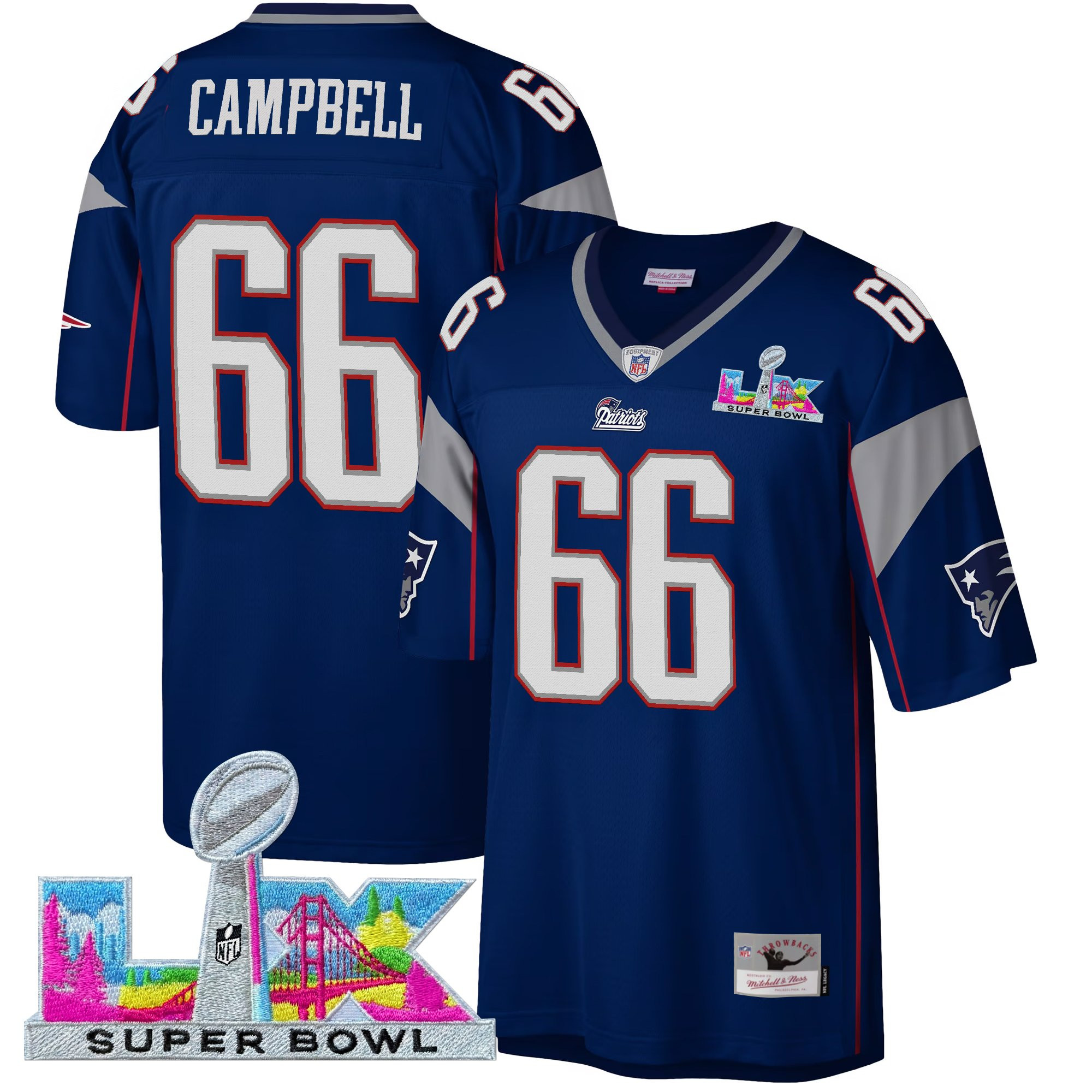 Men's New England Patriots Super Bowl LX Throwback Jersey - All Stitched - Image 22