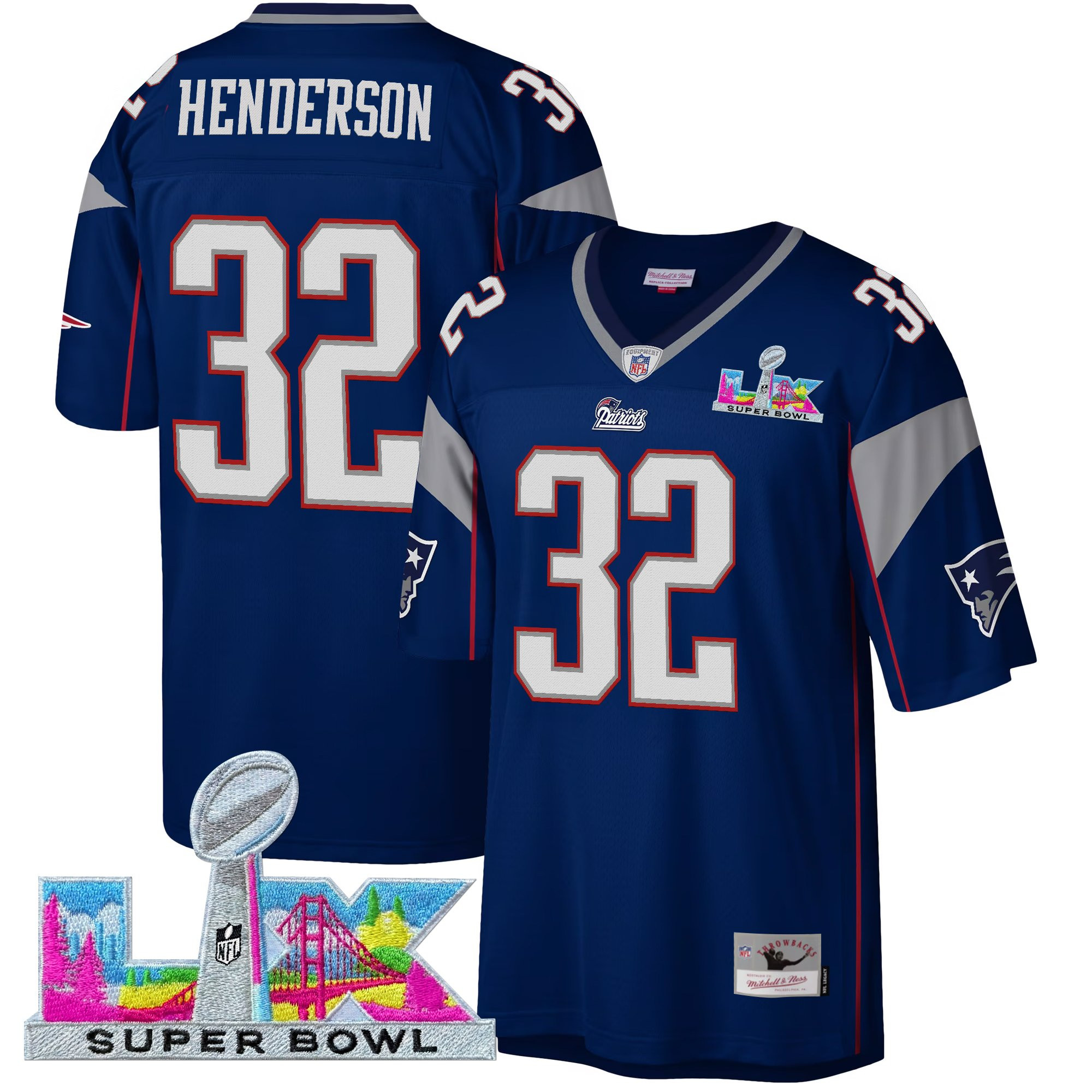 Men's New England Patriots Super Bowl LX Throwback Jersey - All Stitched - Image 19