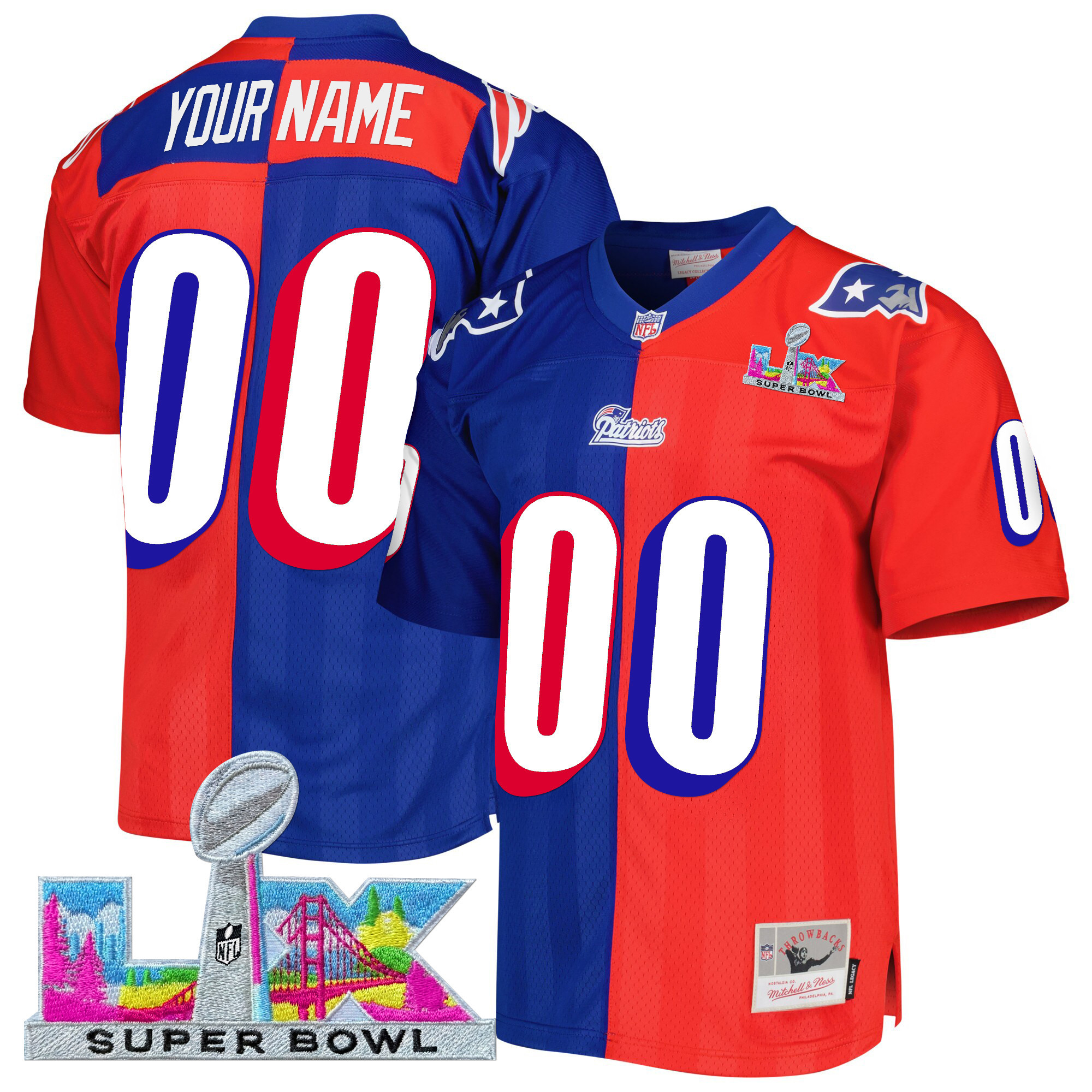 New England Patriots Super Bowl LX Throwback Custom Jersey - All Stitched - Image 4