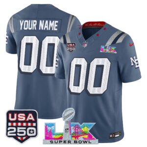 New England Patriots "Super Bowl LX & United States 250th Anniversary Patch" Vapor Limited Custom Jersey - All Stitched