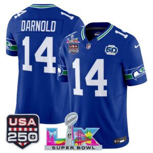 Men's Seattle Seahawks "Super Bowl LX & United States 250th Anniversary Patch" Vapor Limited Jersey - All Stitched