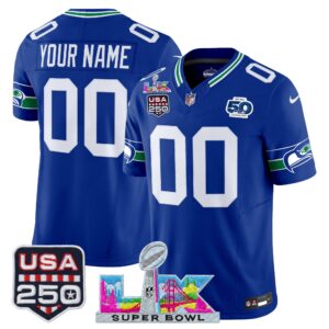 Seattle Seahawks "Super Bowl LX & United States 250th Anniversary Patch" Vapor Limited Custom Jersey - All Stitched