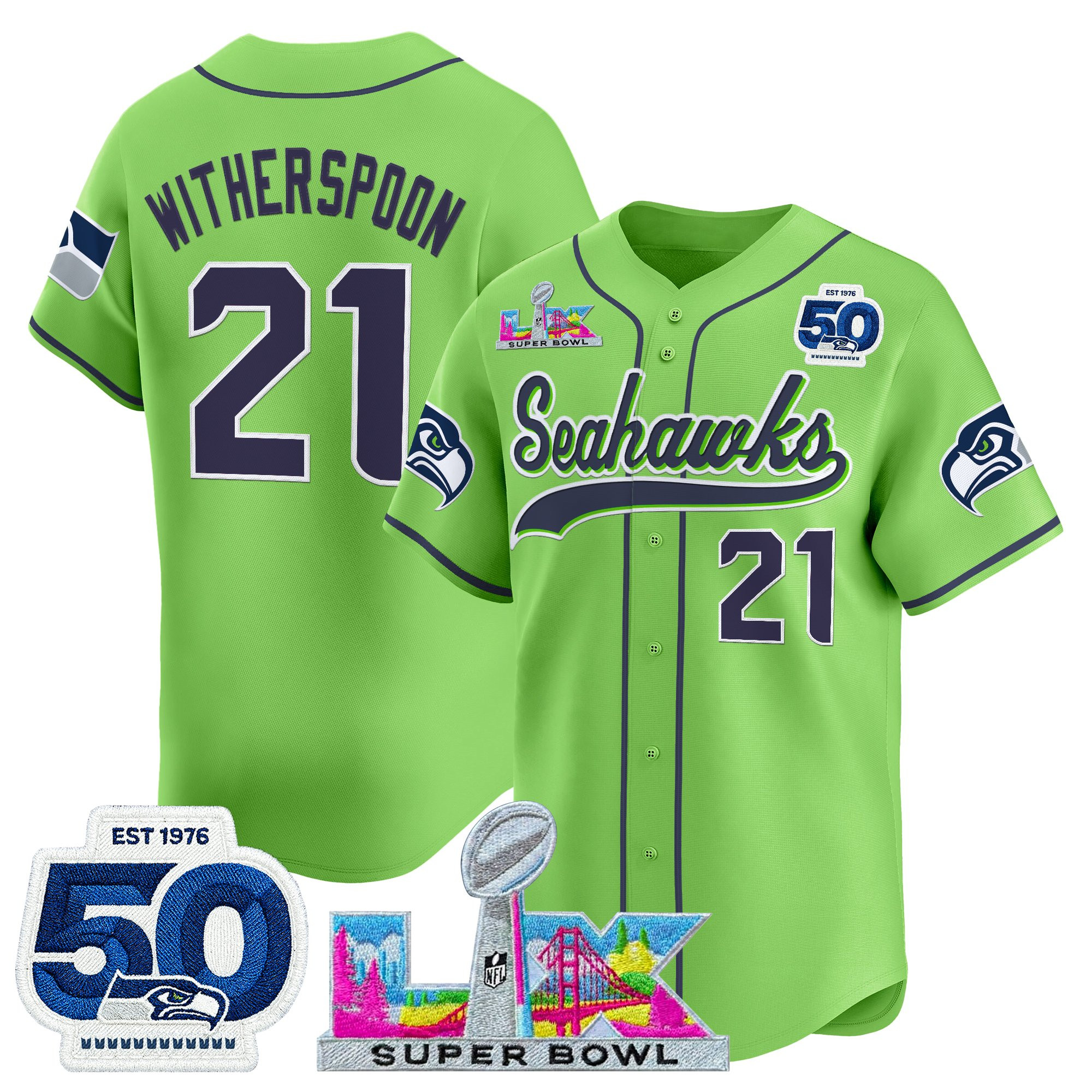 Men's Seattle Seahawks "Super Bowl LX & United States 250th Anniversary Patch" Vapor Baseball Jersey - All Stitched - Image 28