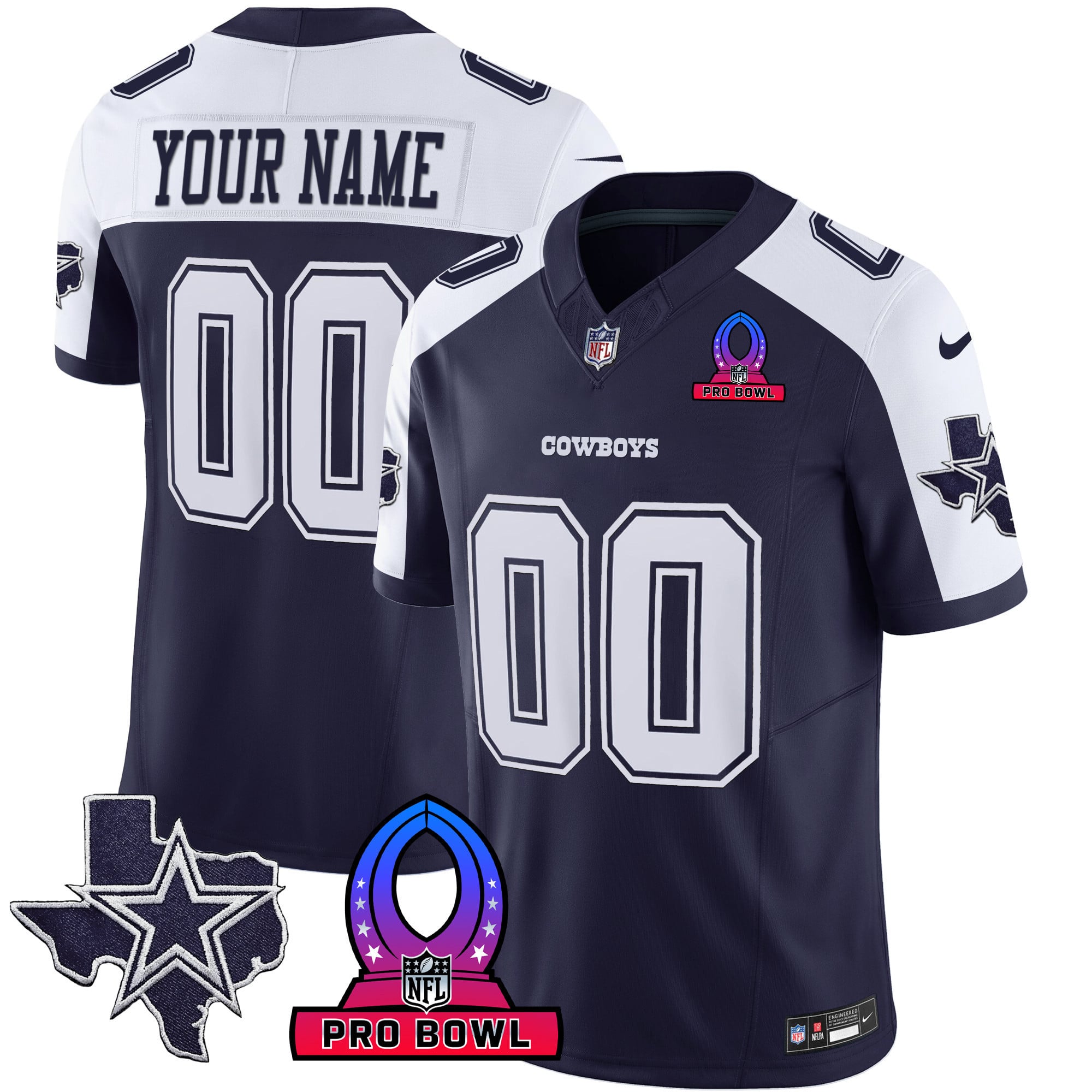 Cowboys 2024 Pro Bowl Patch Vapor Jersey - All Stitched