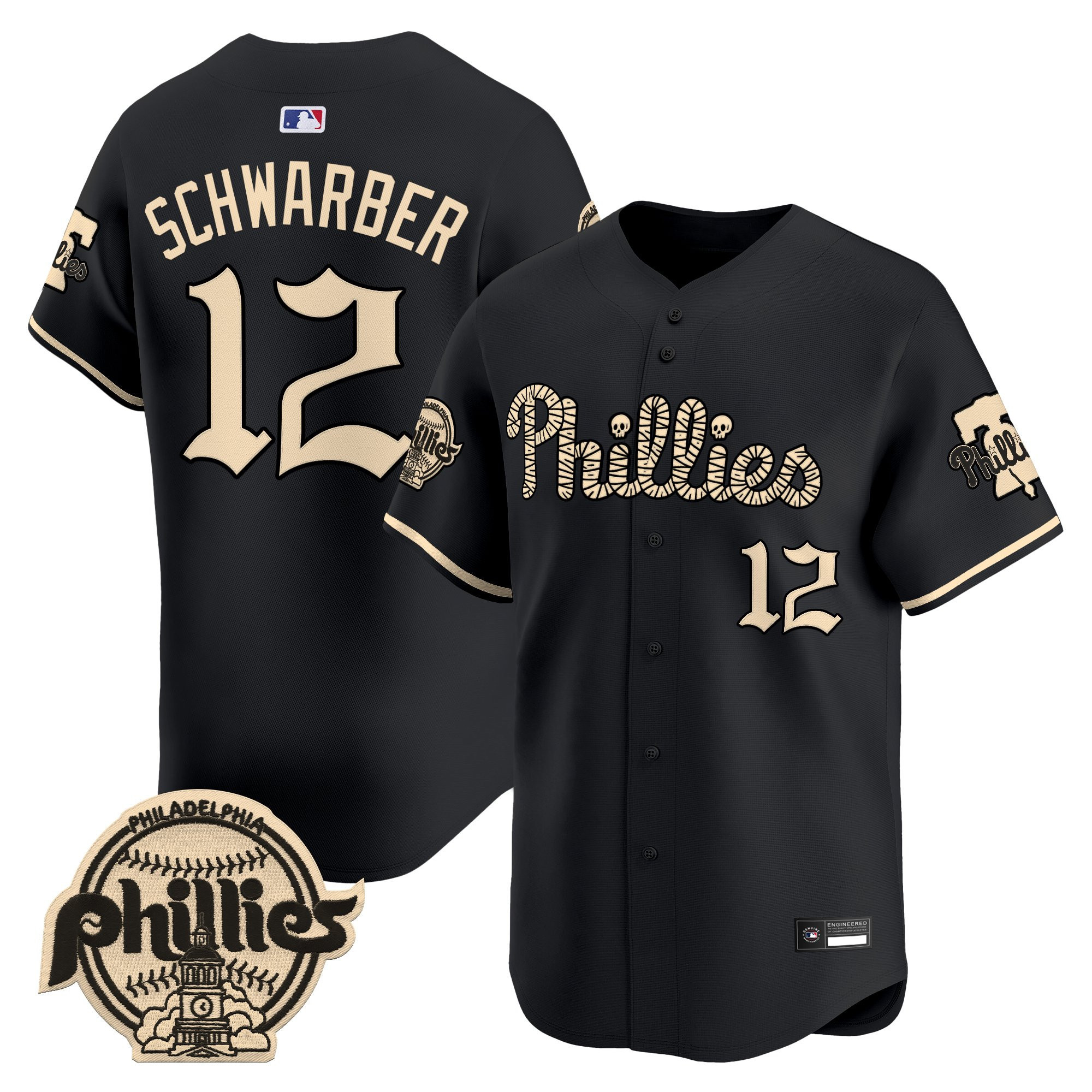 Philadelphia Phillies 'Halloween Mummy Edition' Premier Limited Jersey - Stitched - Image 9