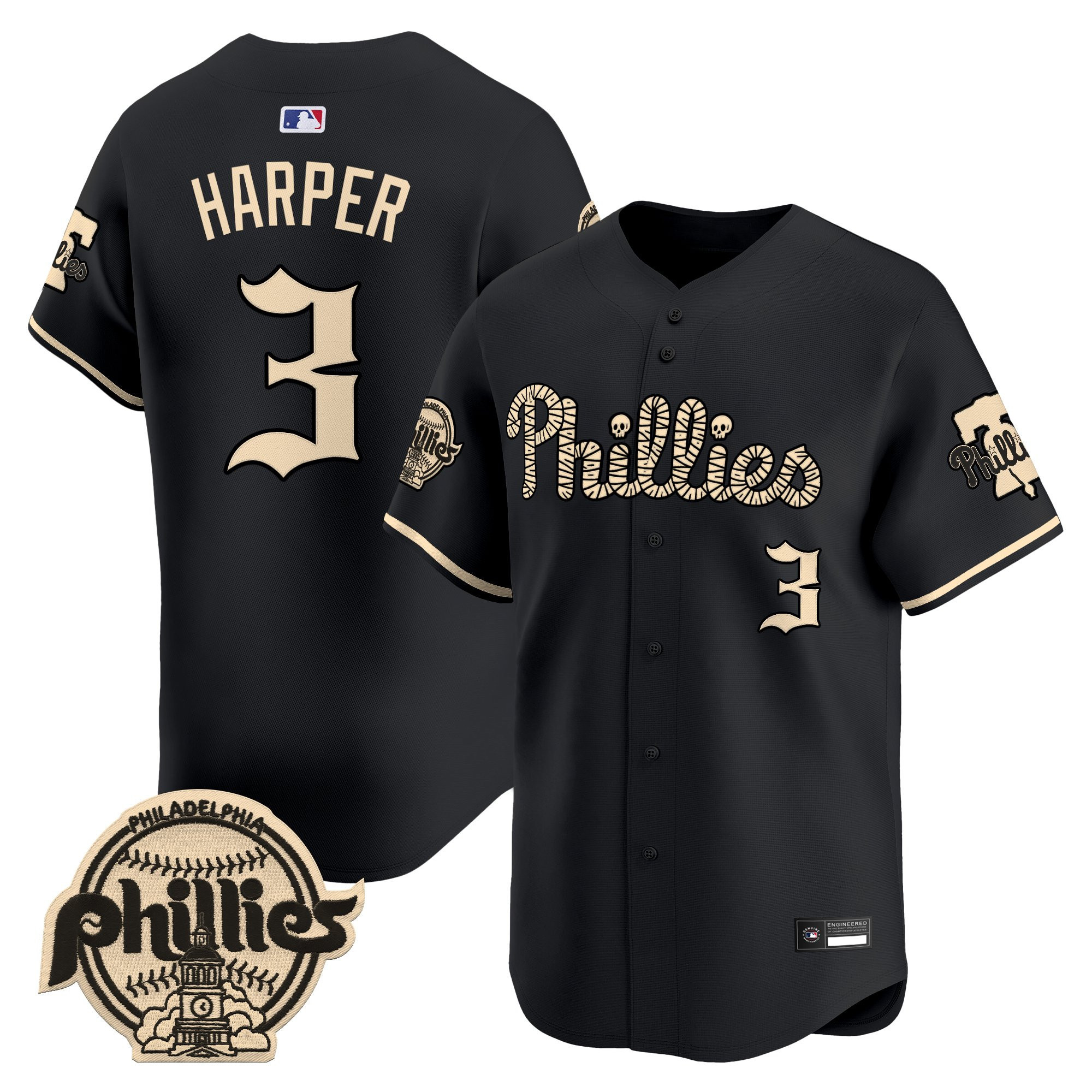 Philadelphia Phillies 'Halloween Mummy Edition' Premier Limited Jersey - Stitched
