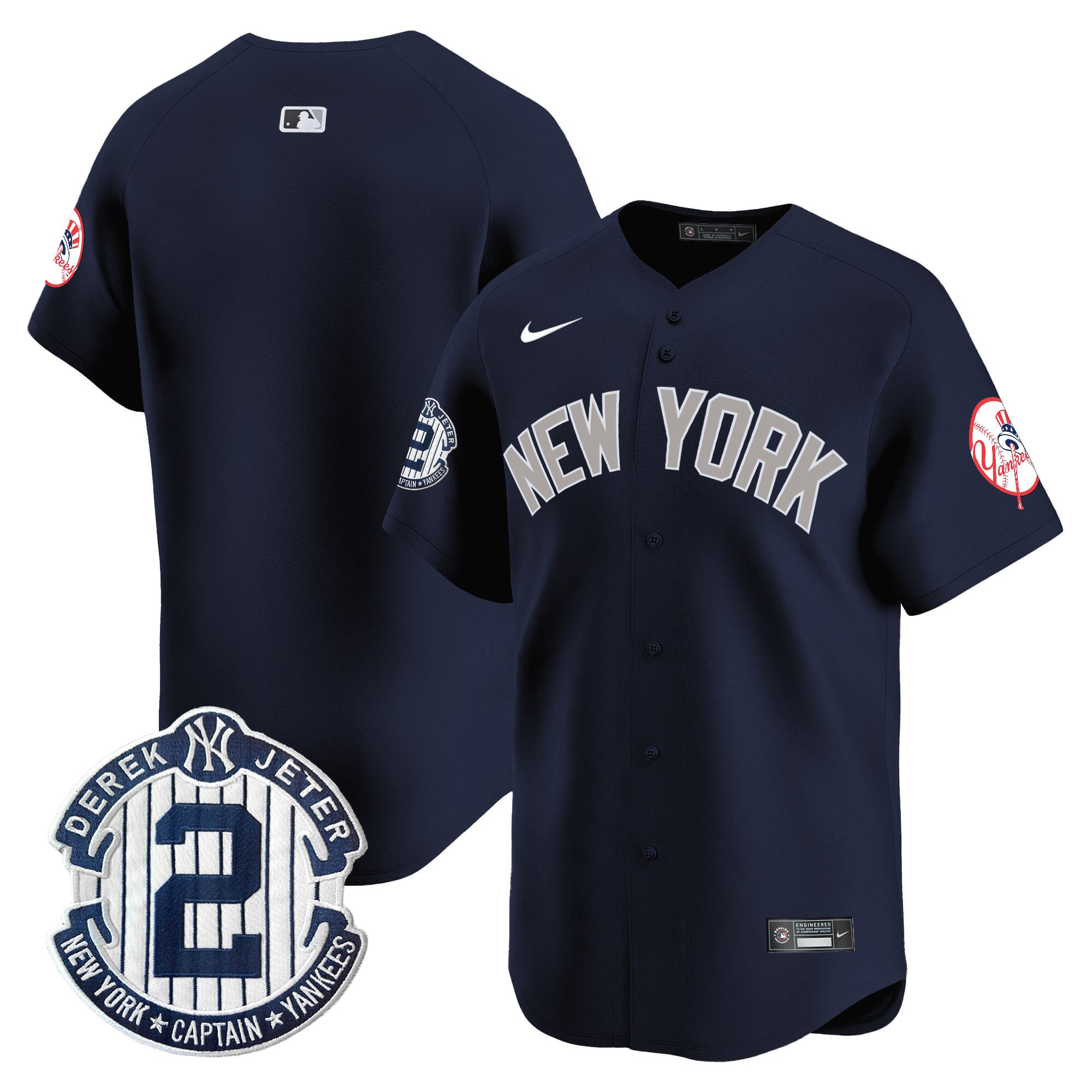 Men's New York Yankees Throwback Vapor Premier Limited Jersey - Derek Jeter Patch - All Stitched - Image 45