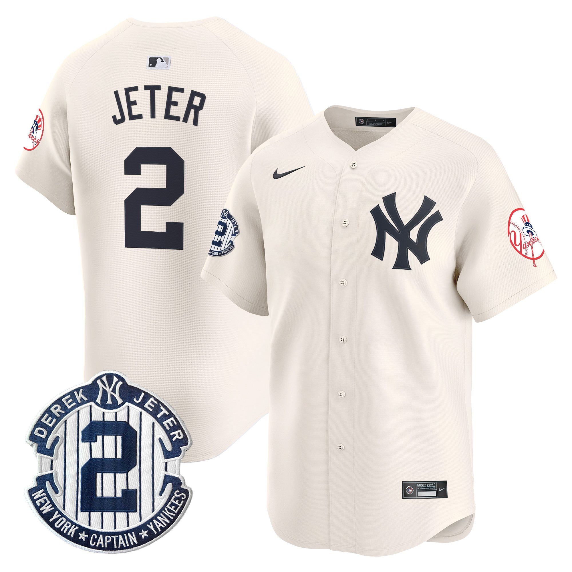 Men's New York Yankees Throwback Vapor Premier Limited Jersey - Derek Jeter Patch - All Stitched - Image 52