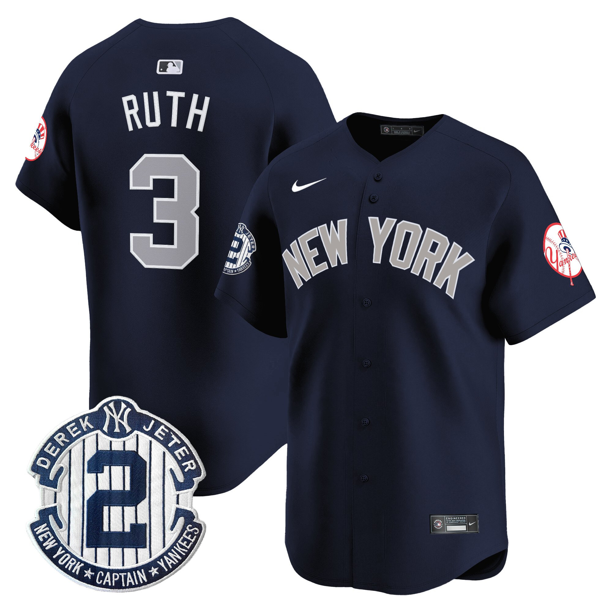 Men's New York Yankees Throwback Vapor Premier Limited Jersey - Derek Jeter Patch - All Stitched - Image 41