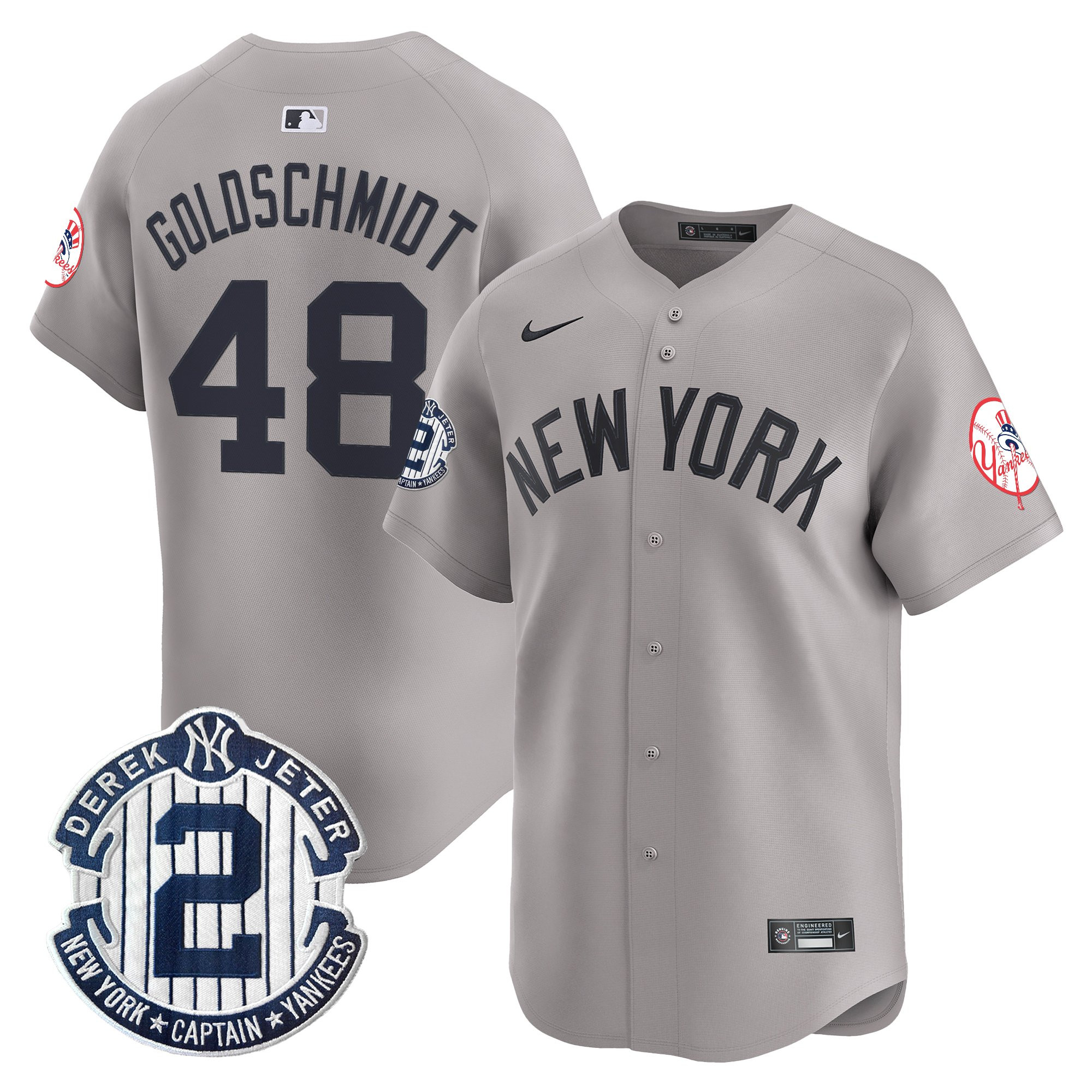 Men's New York Yankees Throwback Vapor Premier Limited Jersey - Derek Jeter Patch - All Stitched - Image 35