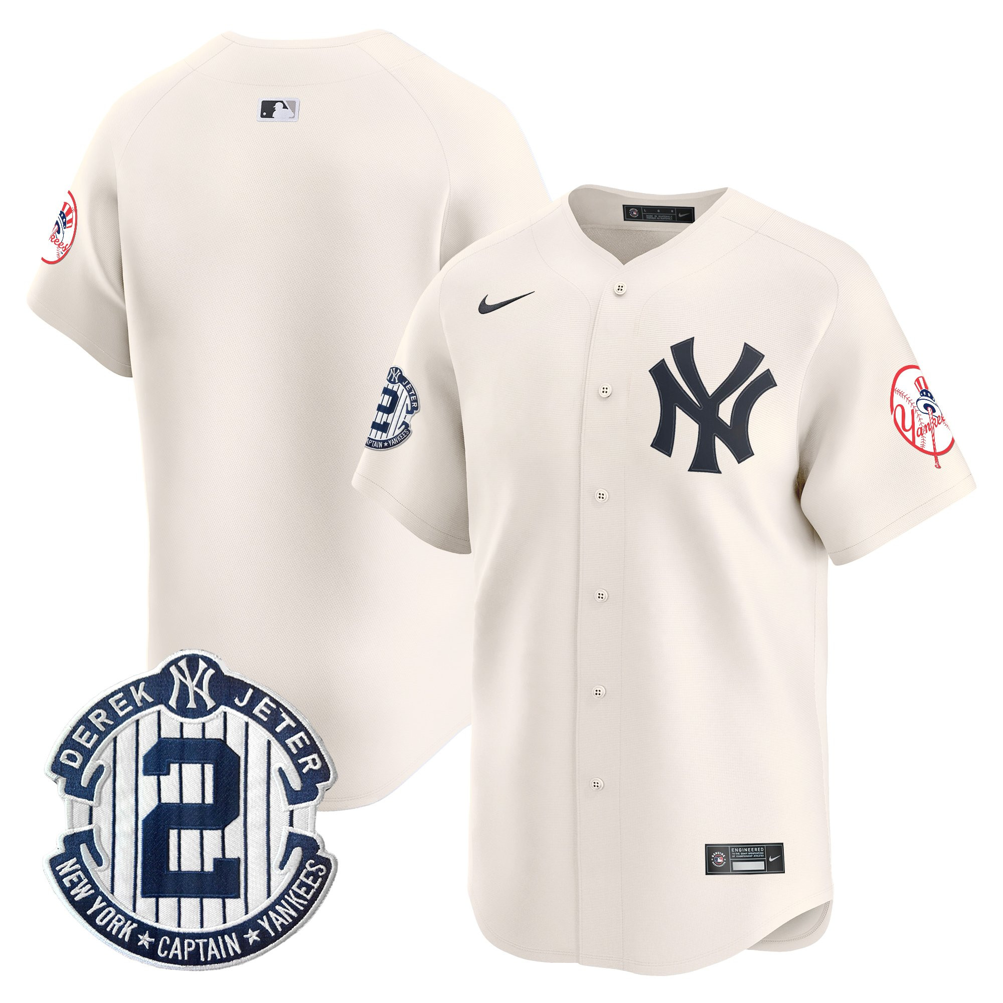 Men's New York Yankees Throwback Vapor Premier Limited Jersey - Derek Jeter Patch - All Stitched - Image 54