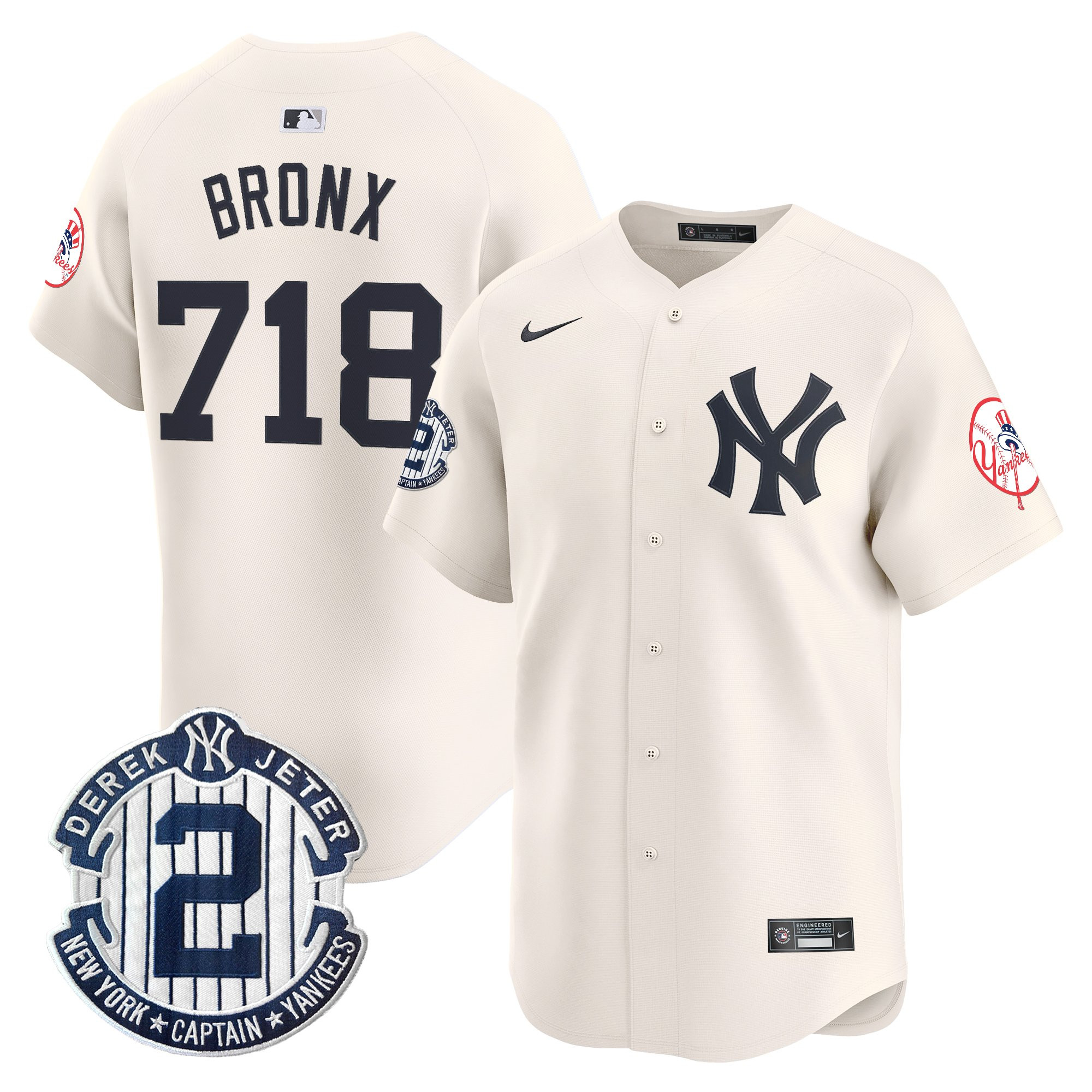 Men's New York Yankees Throwback Vapor Premier Limited Jersey - Derek Jeter Patch - All Stitched - Image 48