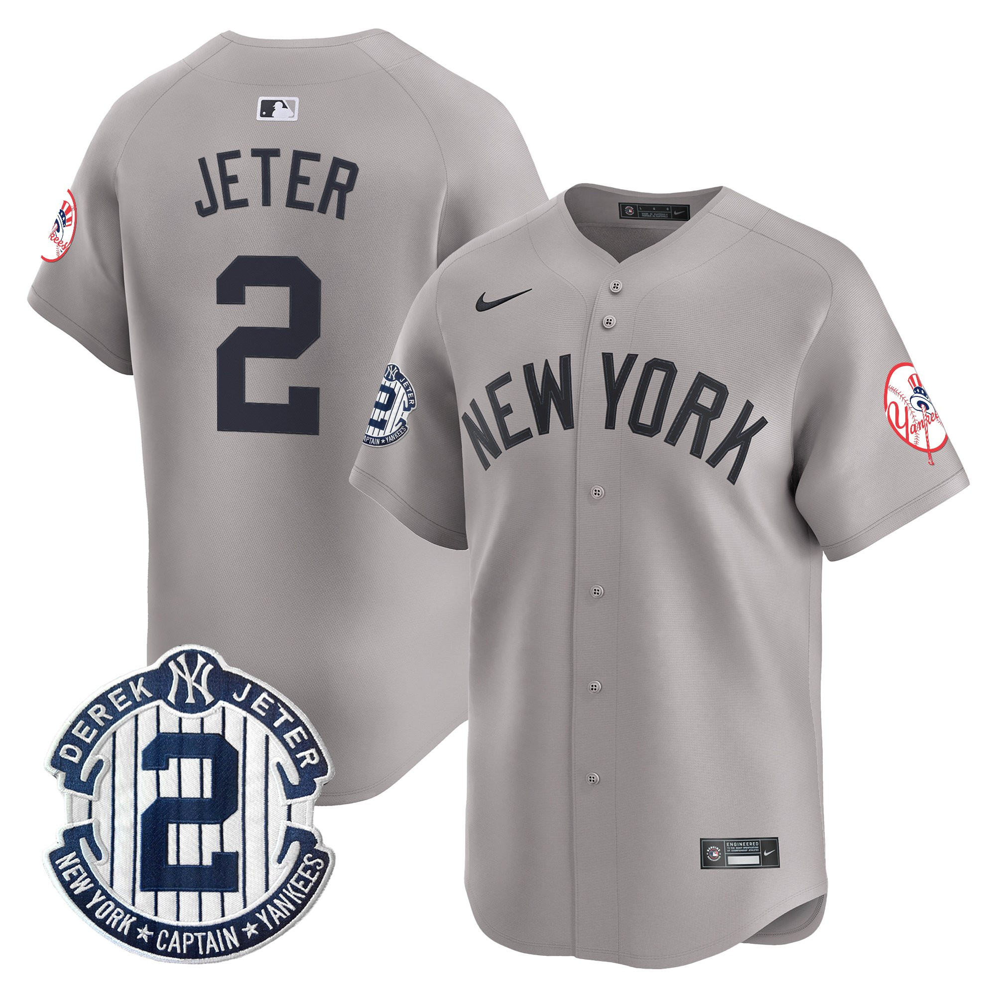 Men's New York Yankees Throwback Vapor Premier Limited Jersey - Derek Jeter Patch - All Stitched - Image 34