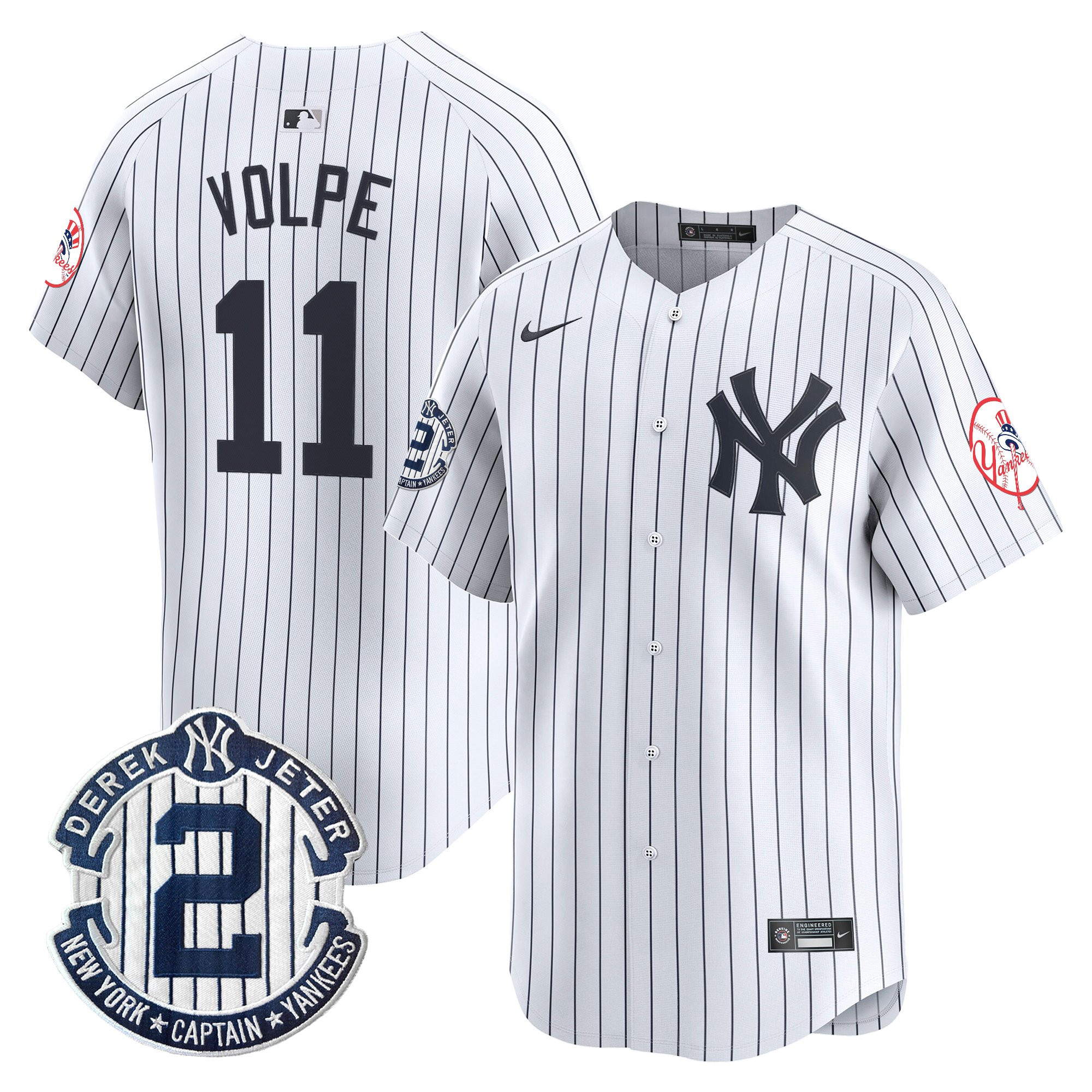 Men's New York Yankees Throwback Vapor Premier Limited Jersey - Derek Jeter Patch - All Stitched - Image 22