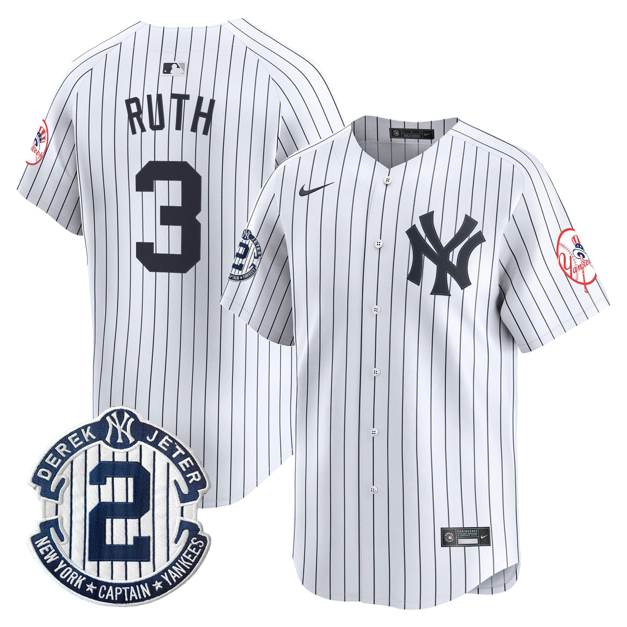 Men's New York Yankees Throwback Vapor Premier Limited Jersey - Derek Jeter Patch - All Stitched - Image 23