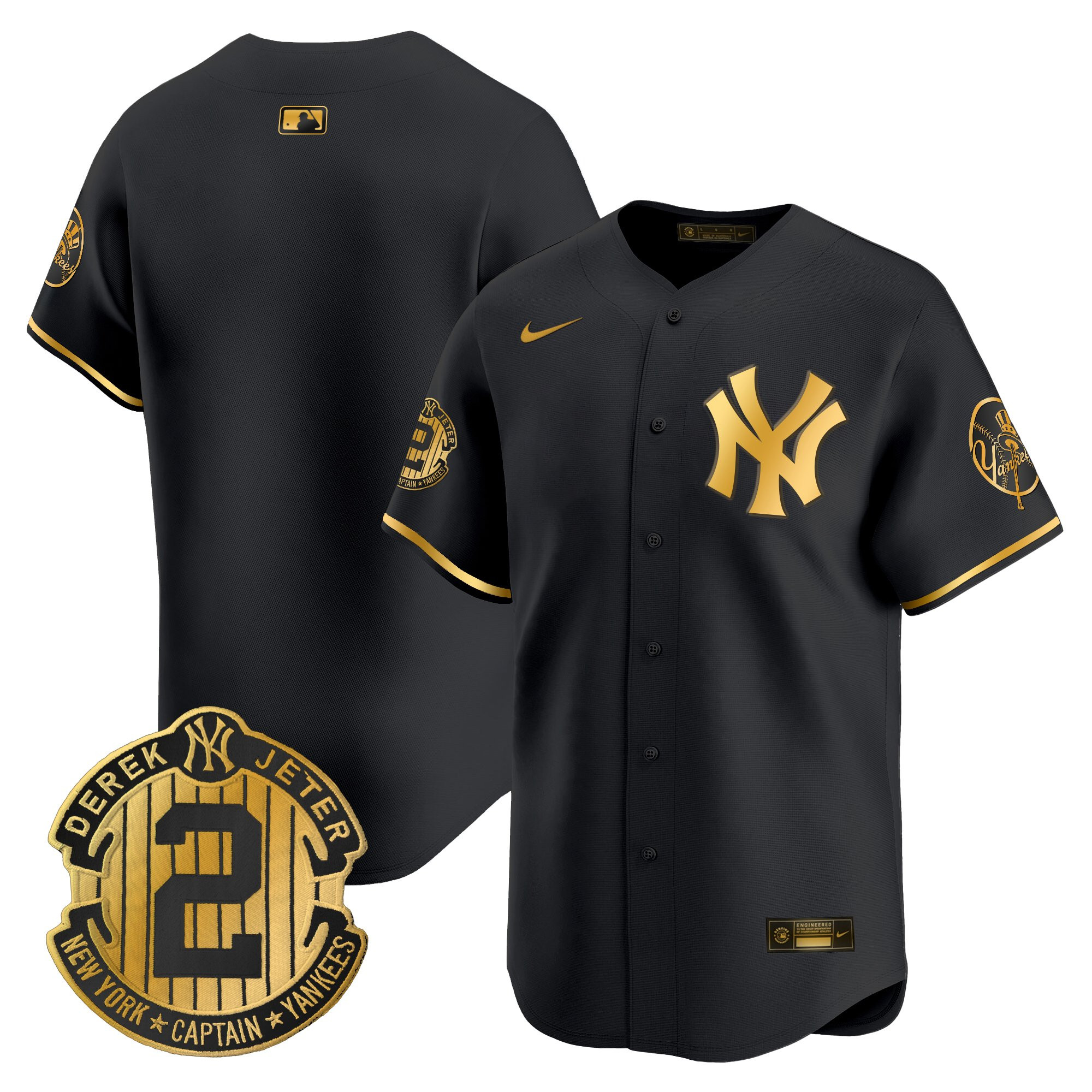 Men's New York Yankees Throwback Vapor Premier Limited Jersey - Derek Jeter Patch - All Stitched - Image 18