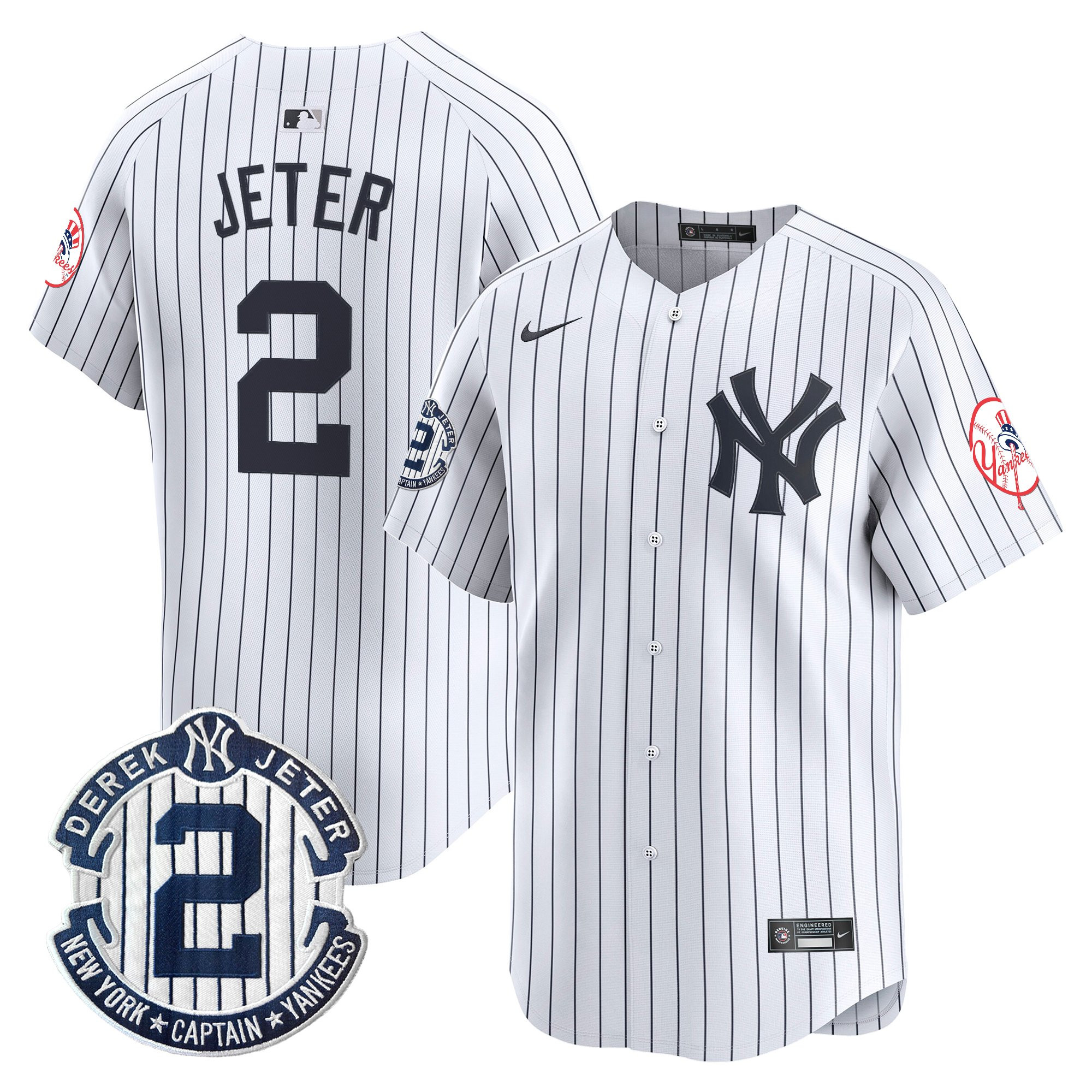 Men's New York Yankees Throwback Vapor Premier Limited Jersey - Derek Jeter Patch - All Stitched - Image 25