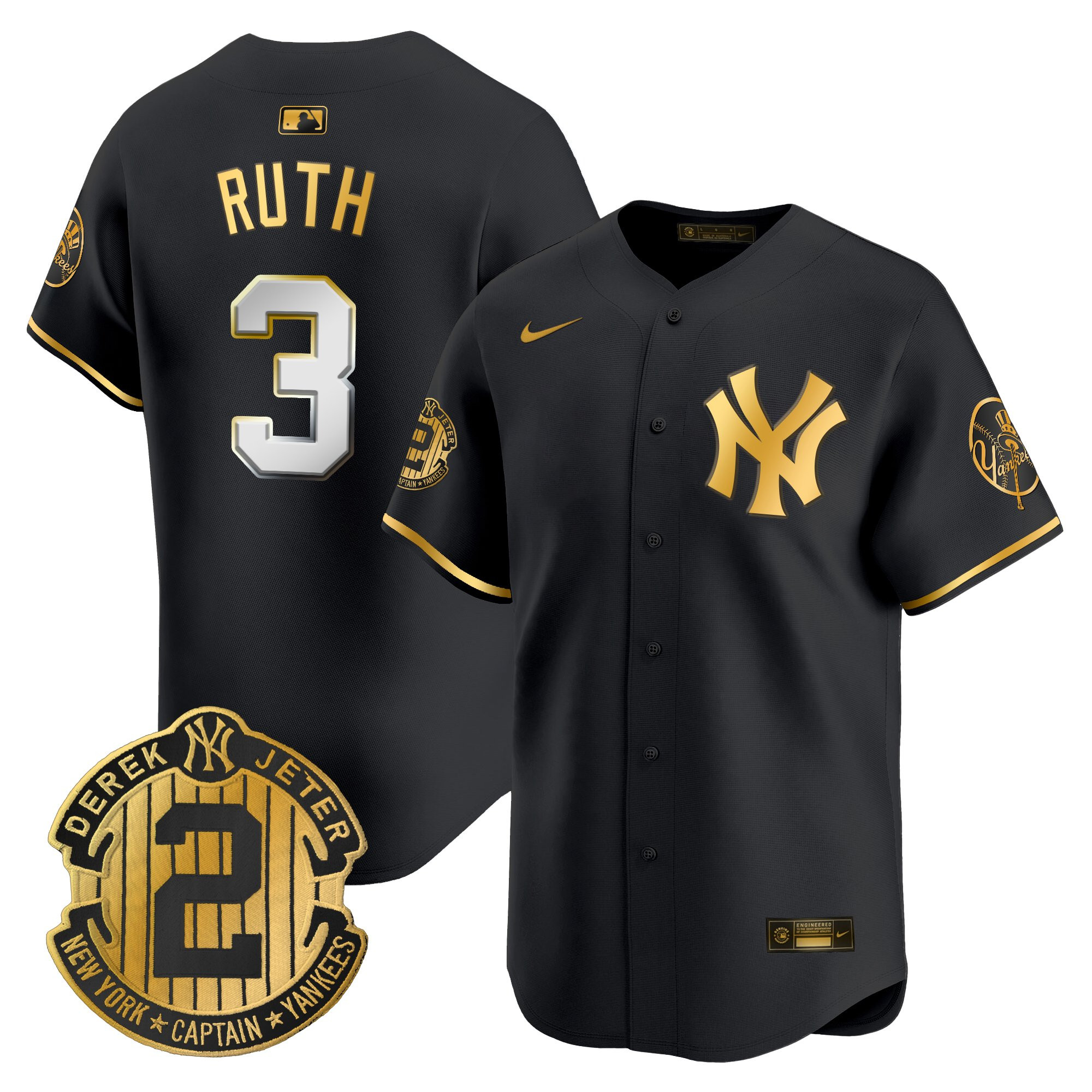 Men's New York Yankees Throwback Vapor Premier Limited Jersey - Derek Jeter Patch - All Stitched - Image 14