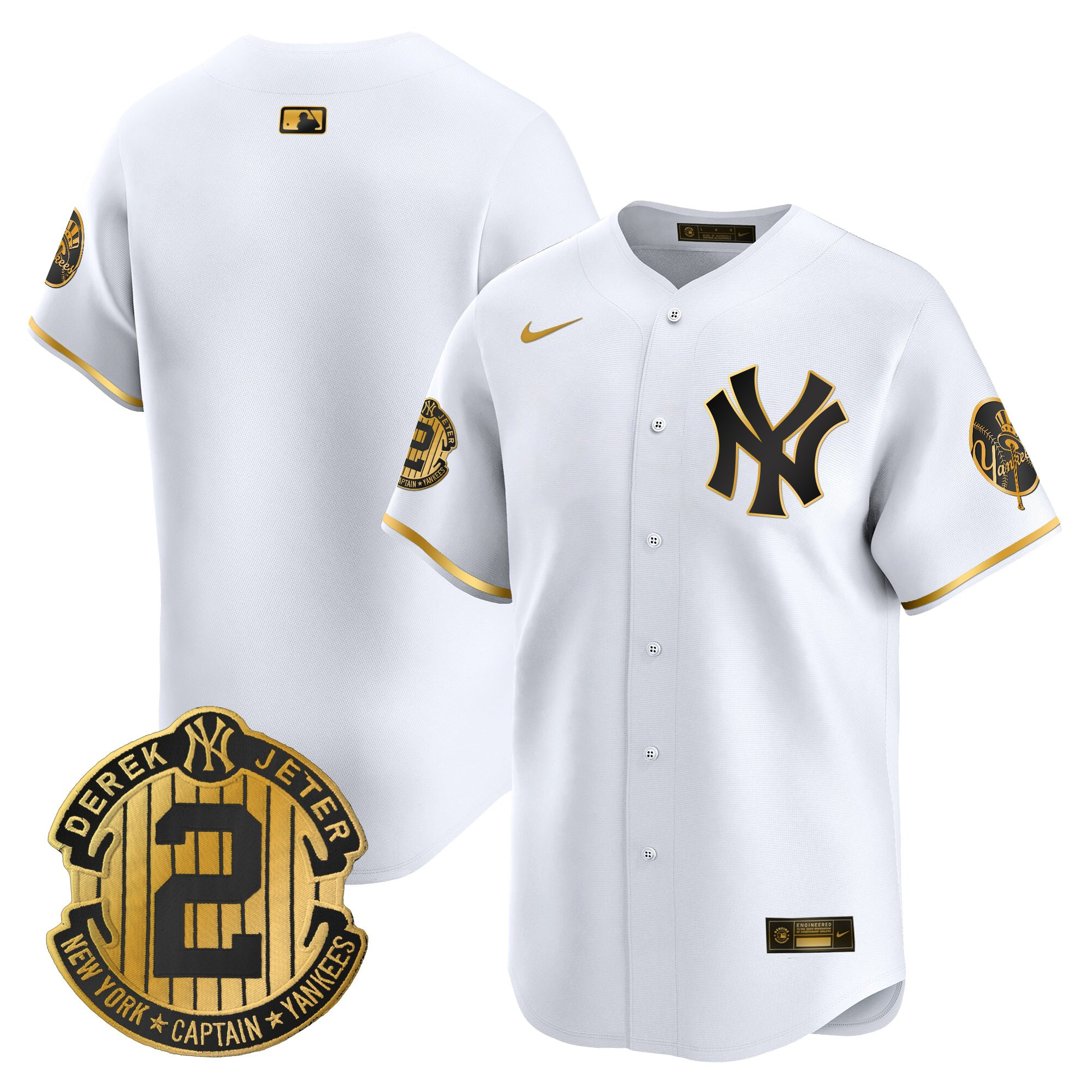 Men's New York Yankees Throwback Vapor Premier Limited Jersey - Derek Jeter Patch - All Stitched - Image 9