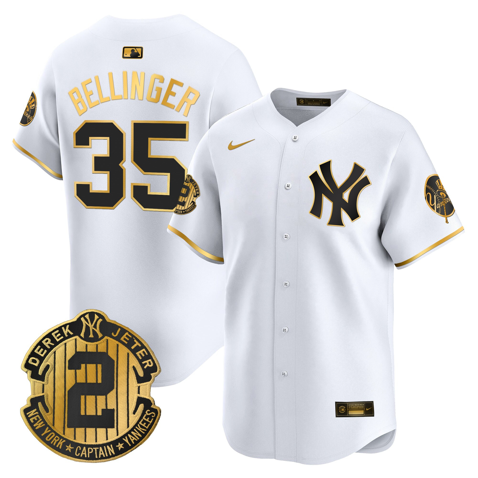 Men's New York Yankees Throwback Vapor Premier Limited Jersey - Derek Jeter Patch - All Stitched - Image 6