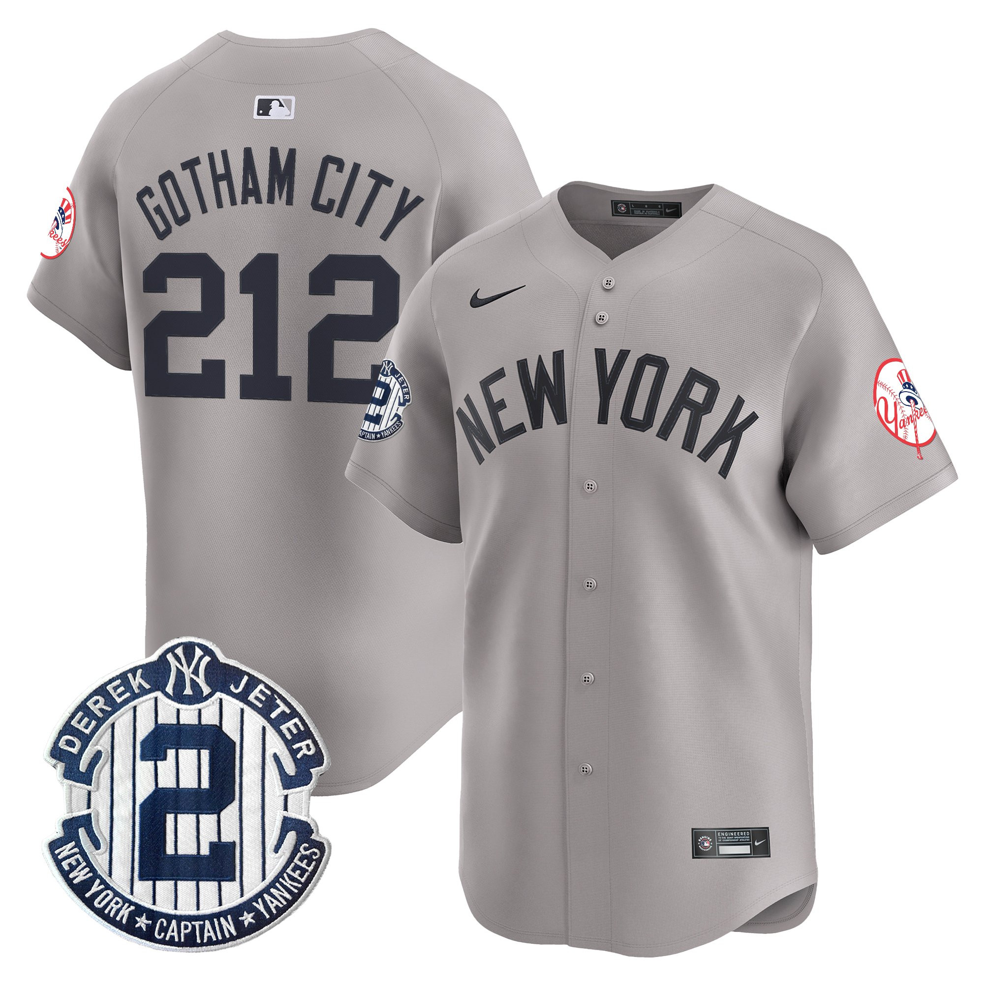 Men's New York Yankees Throwback Vapor Premier Limited Jersey - Derek Jeter Patch - All Stitched - Image 29