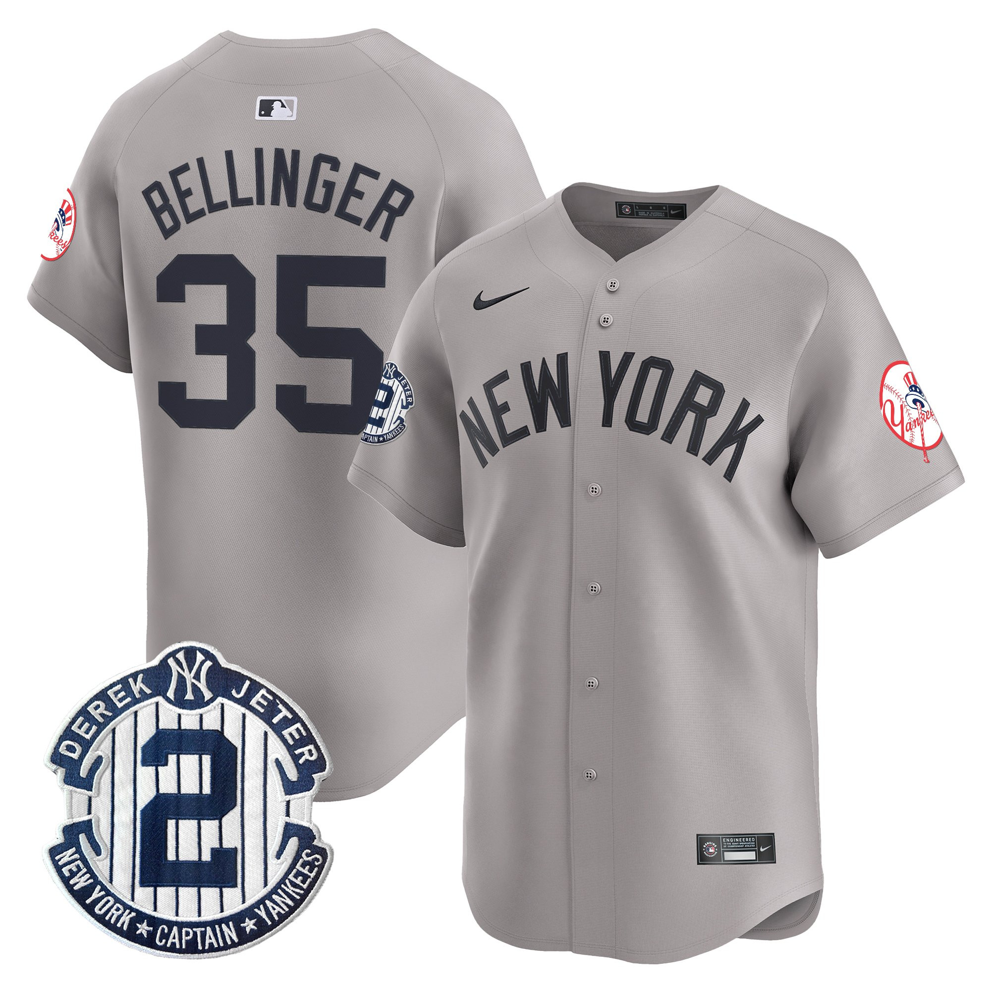 Men's New York Yankees Throwback Vapor Premier Limited Jersey - Derek Jeter Patch - All Stitched - Image 33