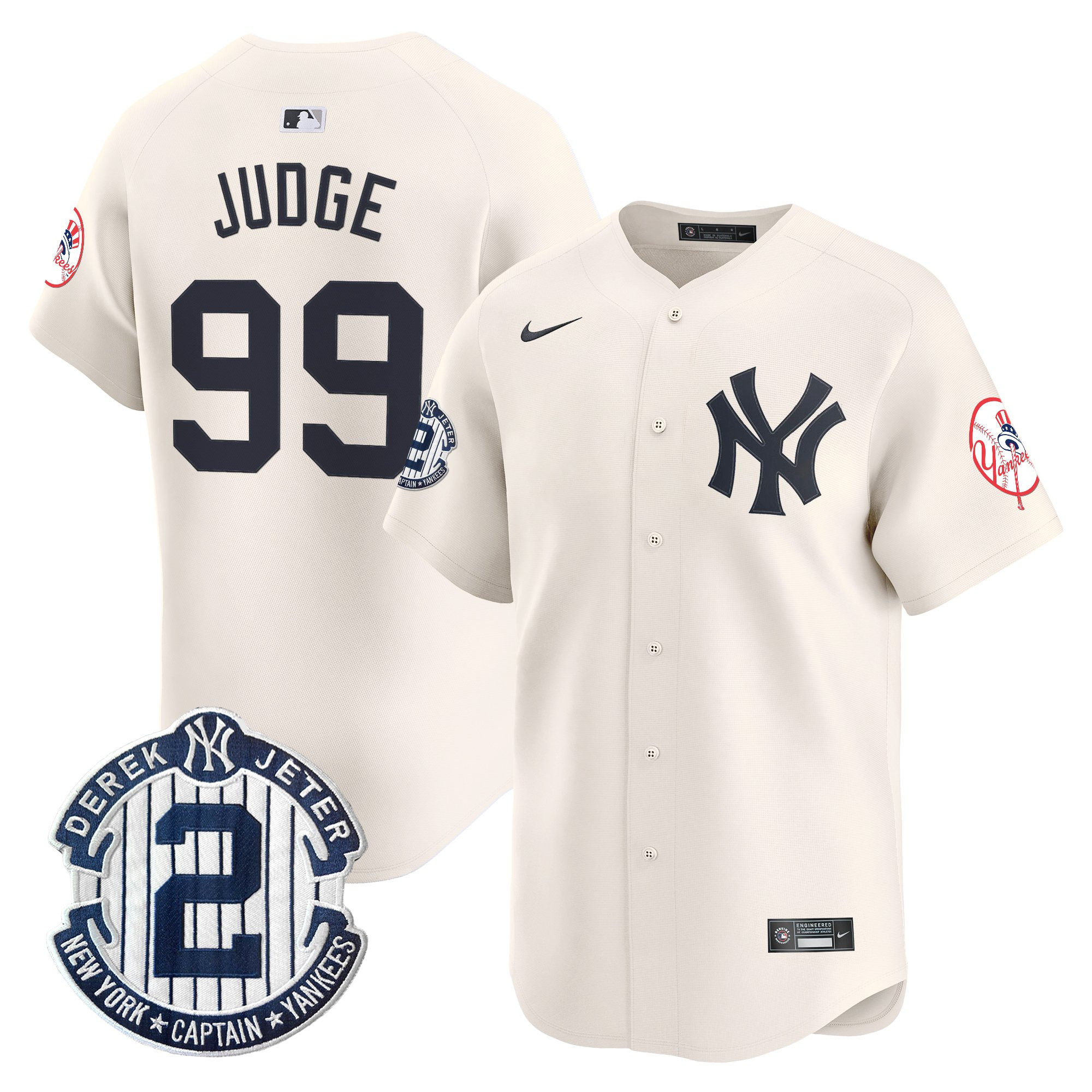 Men's New York Yankees Throwback Vapor Premier Limited Jersey - Derek Jeter Patch - All Stitched - Image 46