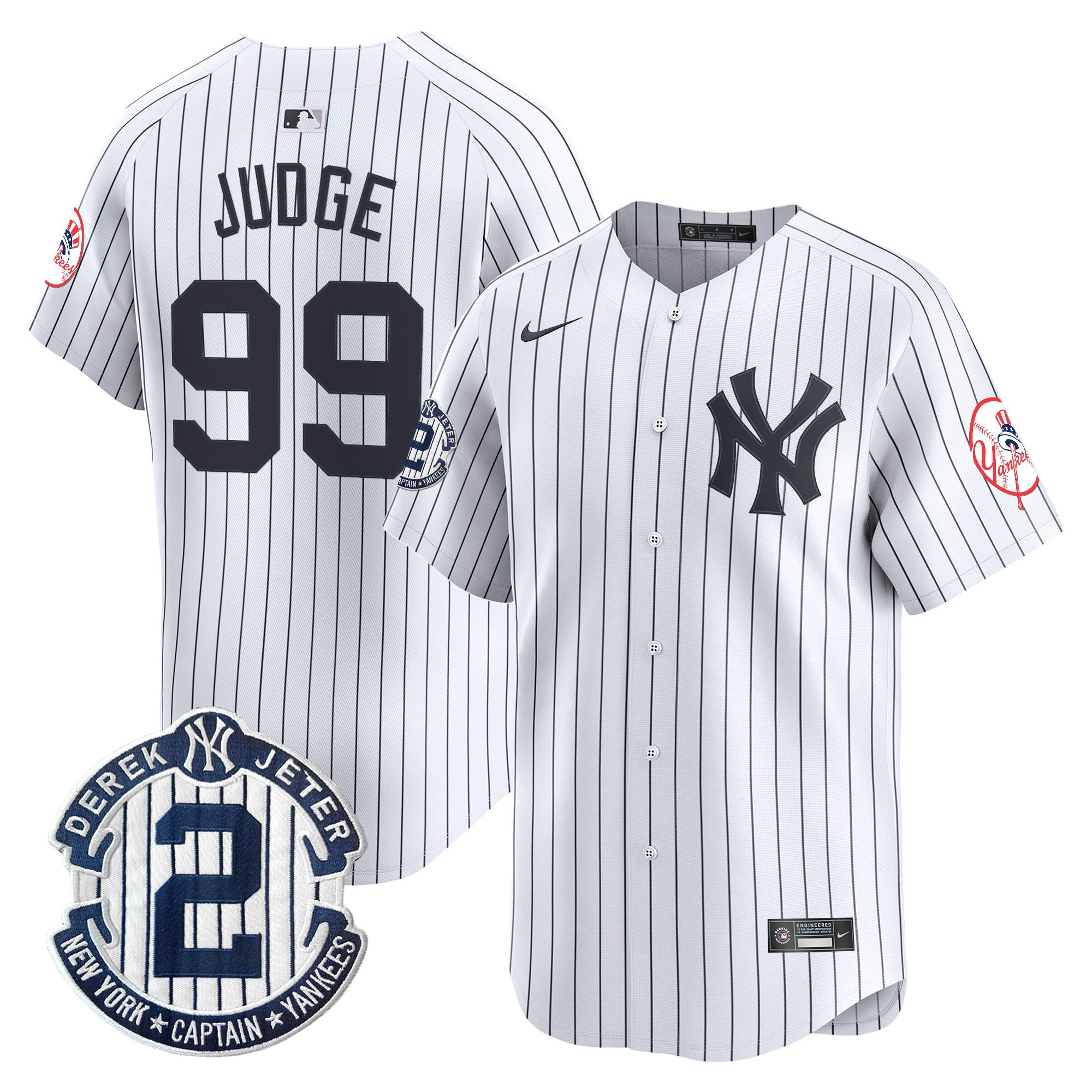 Men's New York Yankees Throwback Vapor Premier Limited Jersey - Derek Jeter Patch - All Stitched - Image 19