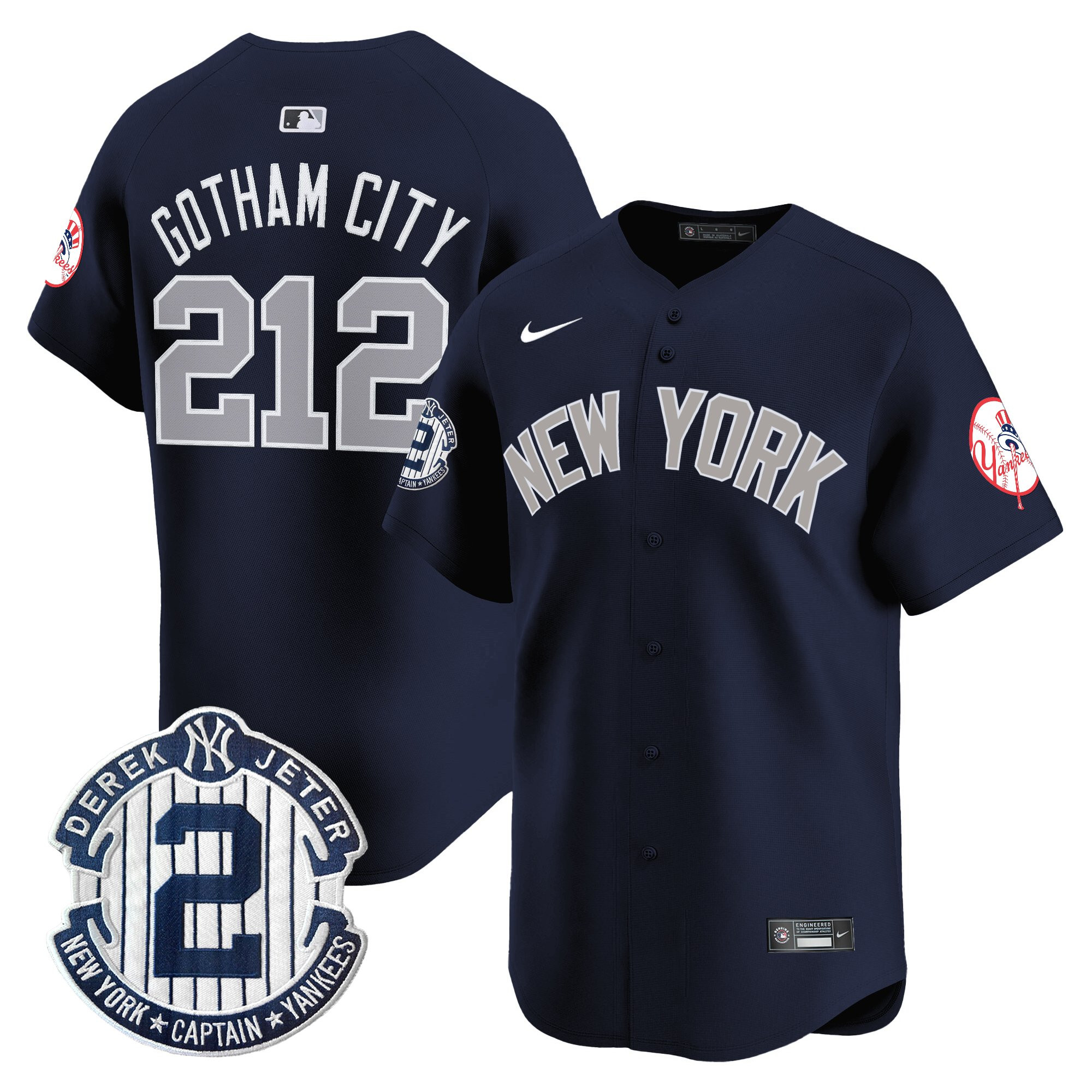 Men's New York Yankees Throwback Vapor Premier Limited Jersey - Derek Jeter Patch - All Stitched - Image 38
